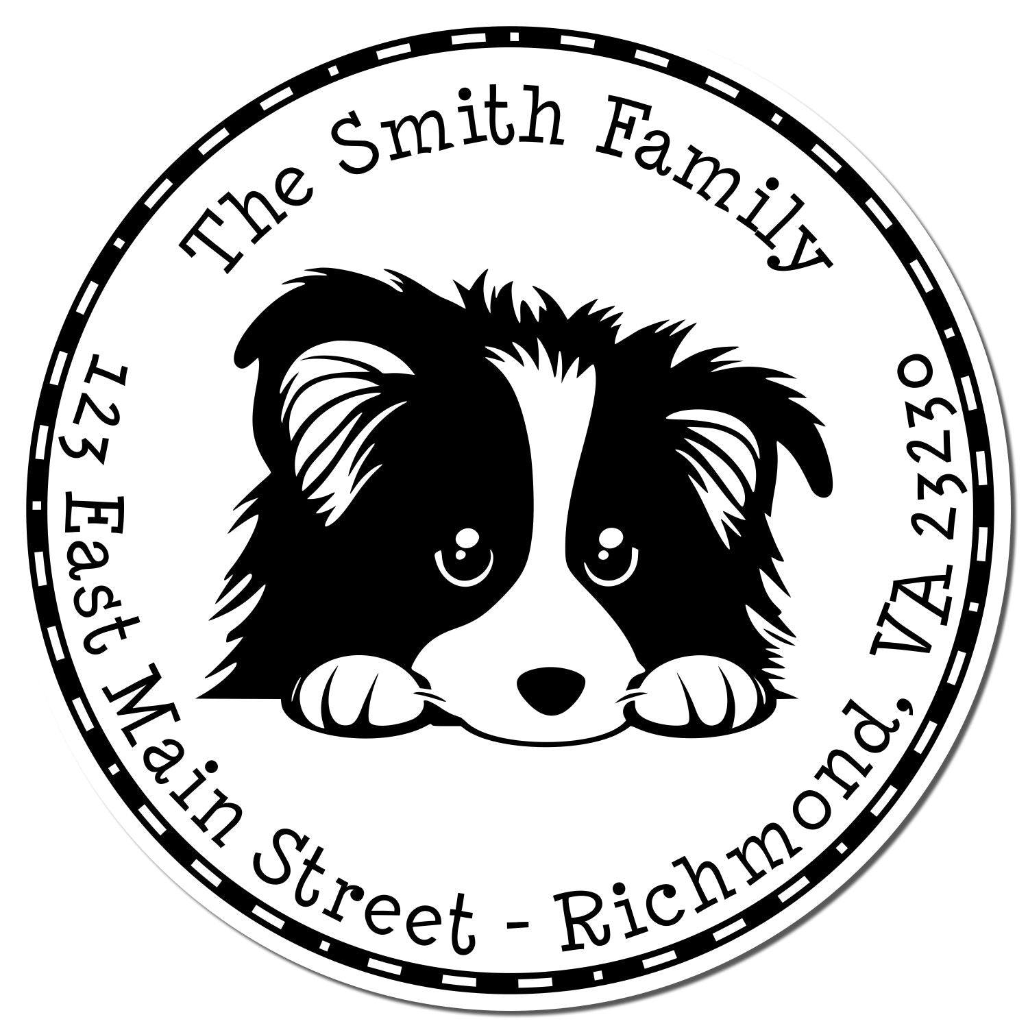 Round Shetland Sheepdog Custom Custom Address Rubber Stamp