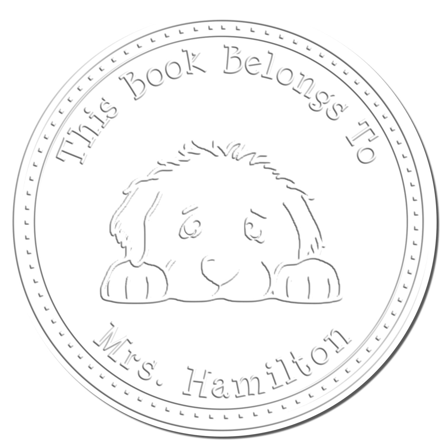 Handheld Greater Swiss Mountain Dog Personalized Book Embossed Stamp