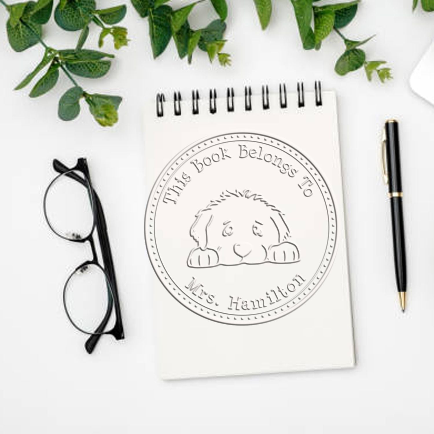 Handheld Greater Swiss Mountain Dog Personalized Book Embossed Stamp