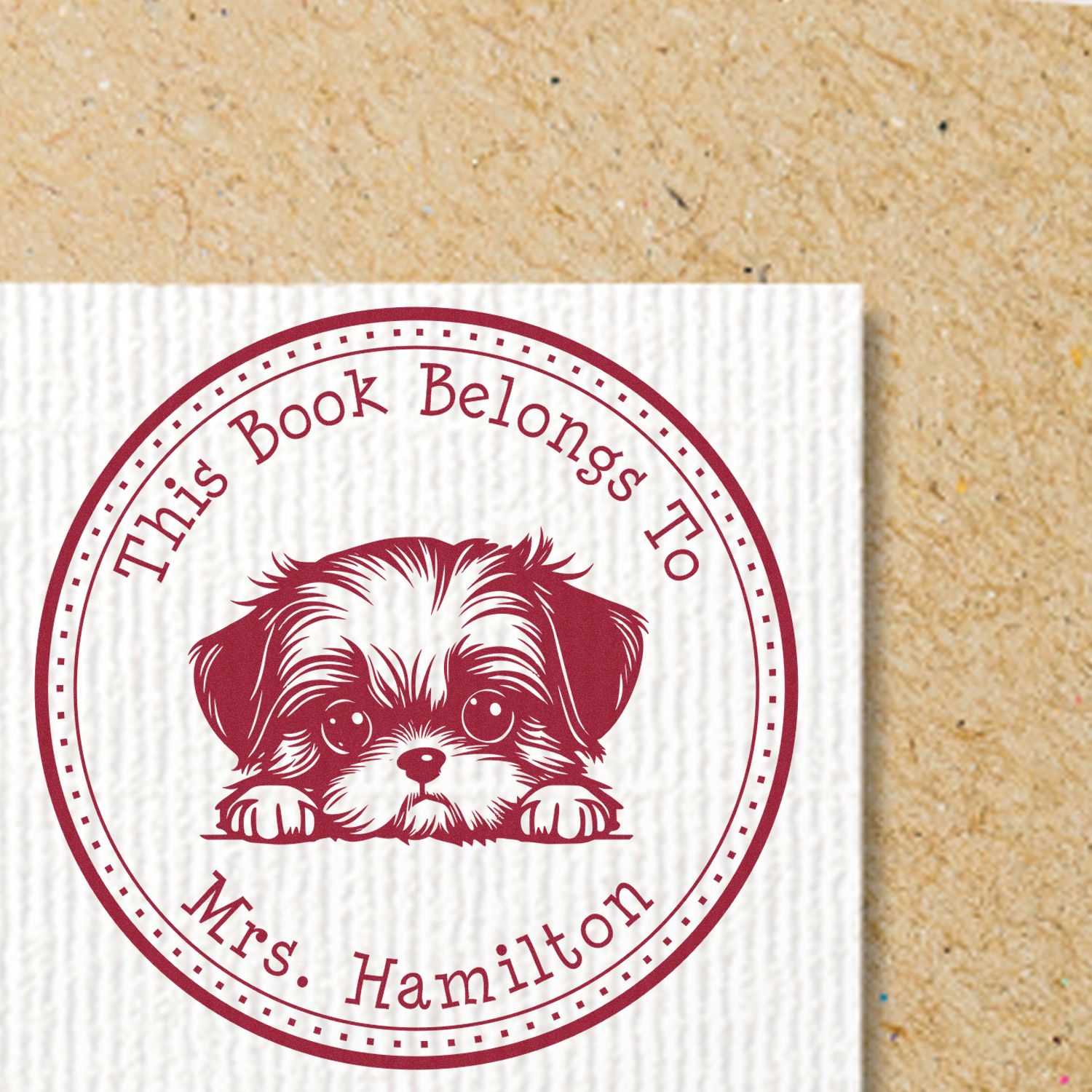 Wooden Handle Shih Tzu Custom-Made Ex Libris Library Stamp