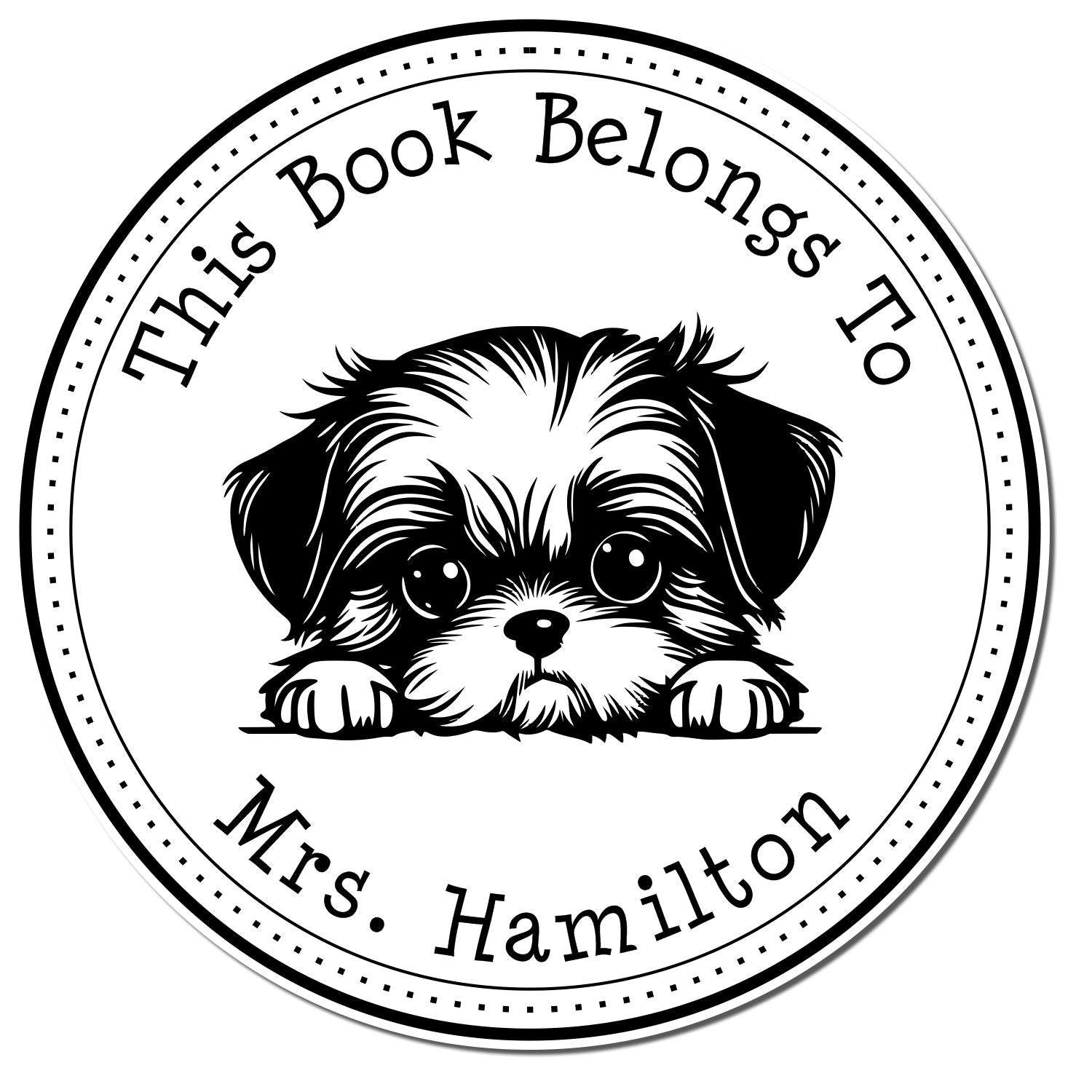 Wooden Handle Shih Tzu Custom-Made Ex Libris Library Stamp