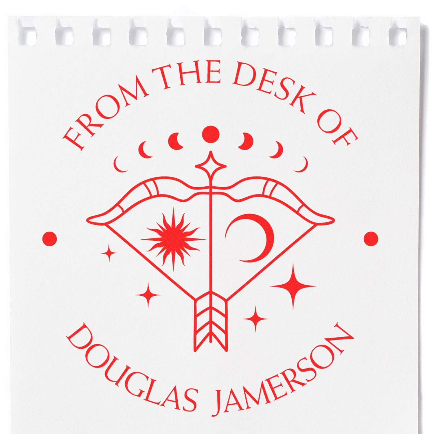 Wood Handle Sagittarius Bow and Arrow Custom Made Bookplate Stamp - Engineer Seal Stamps