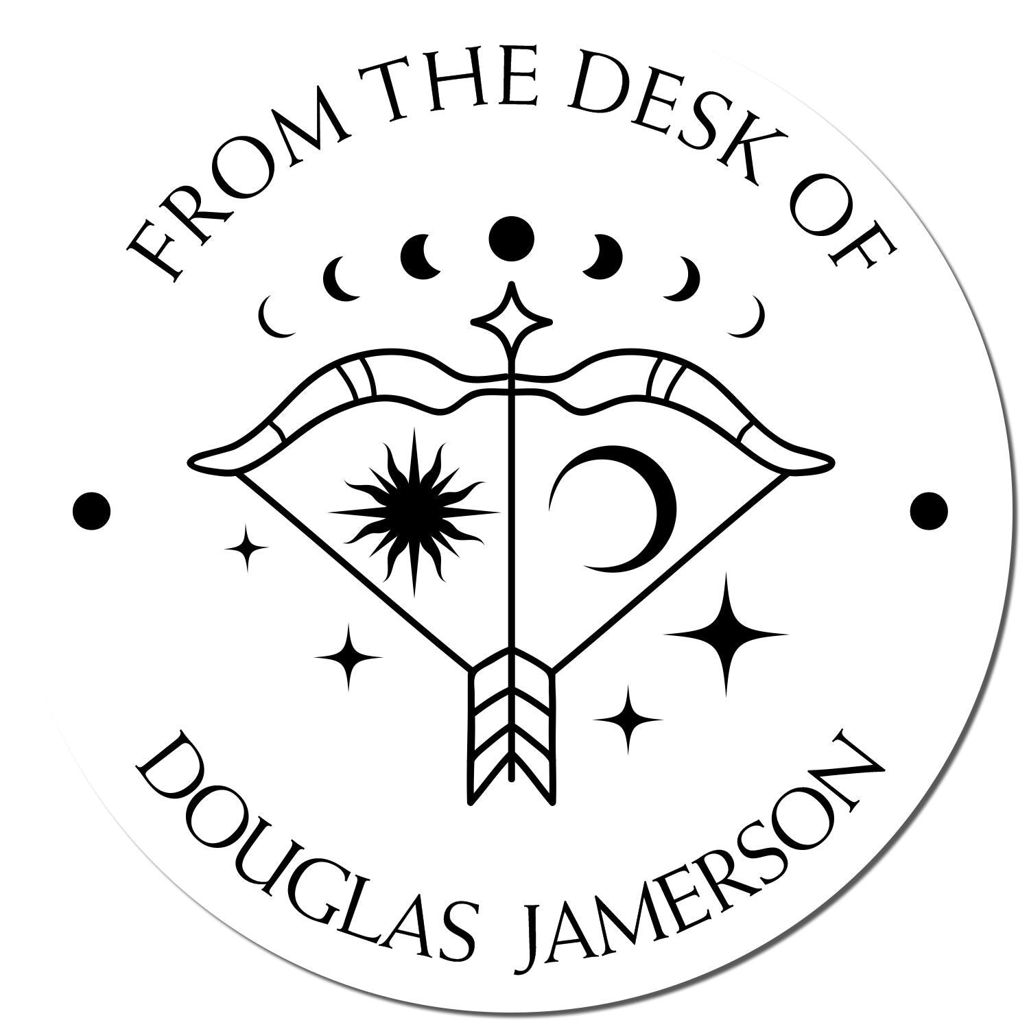 Wood Handle Sagittarius Bow and Arrow Custom Made Bookplate Stamp - Engineer Seal Stamps