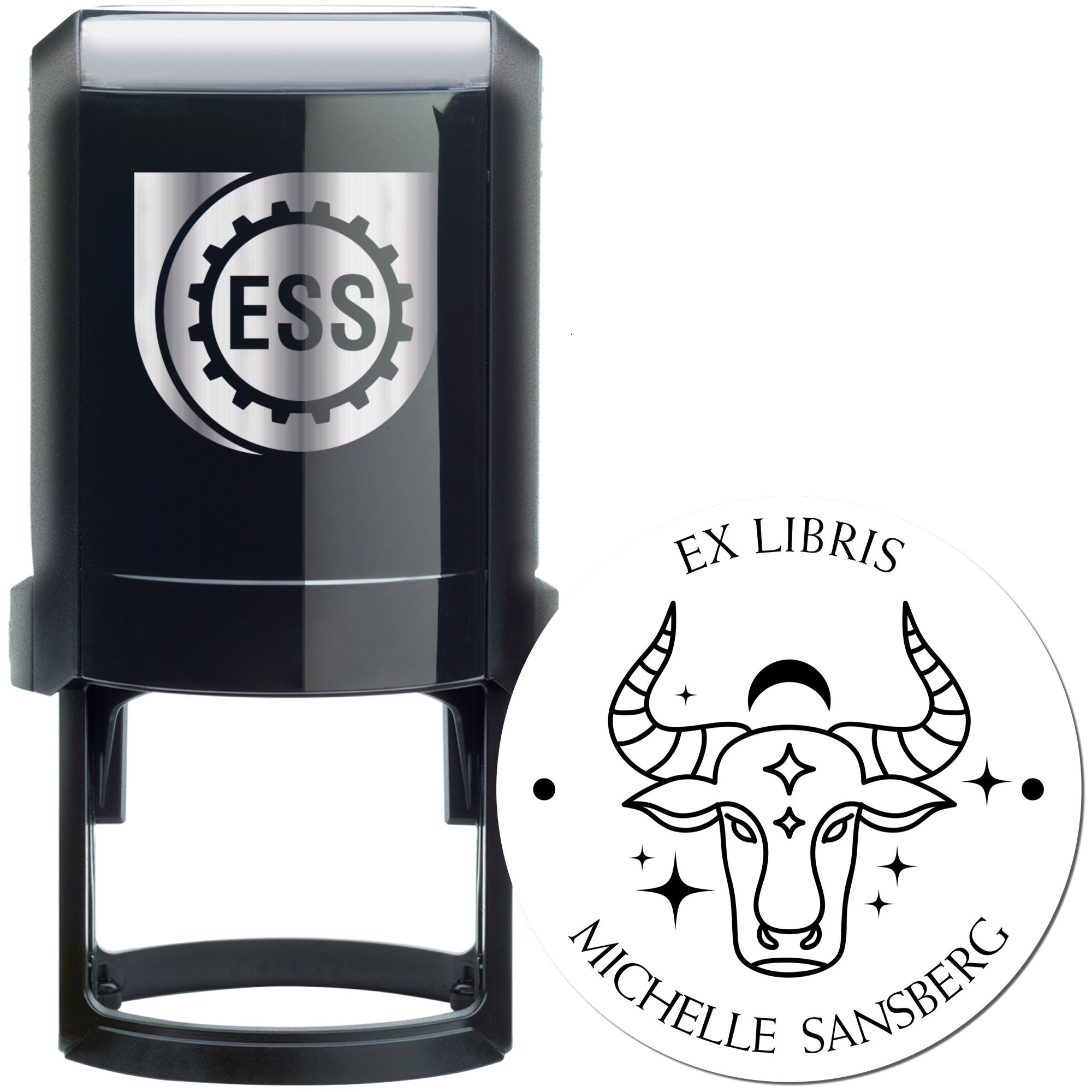 Self-Inking Taurus with Half Moon Custom Made Read It Love It Return It Stamper - Engineer Seal Stamps