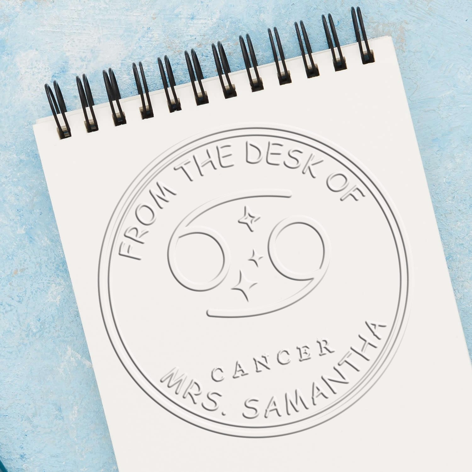 Hybrid Cancer Library with Stars Personalized Book Lover Embossed Stamp - Engineer Seal Stamps