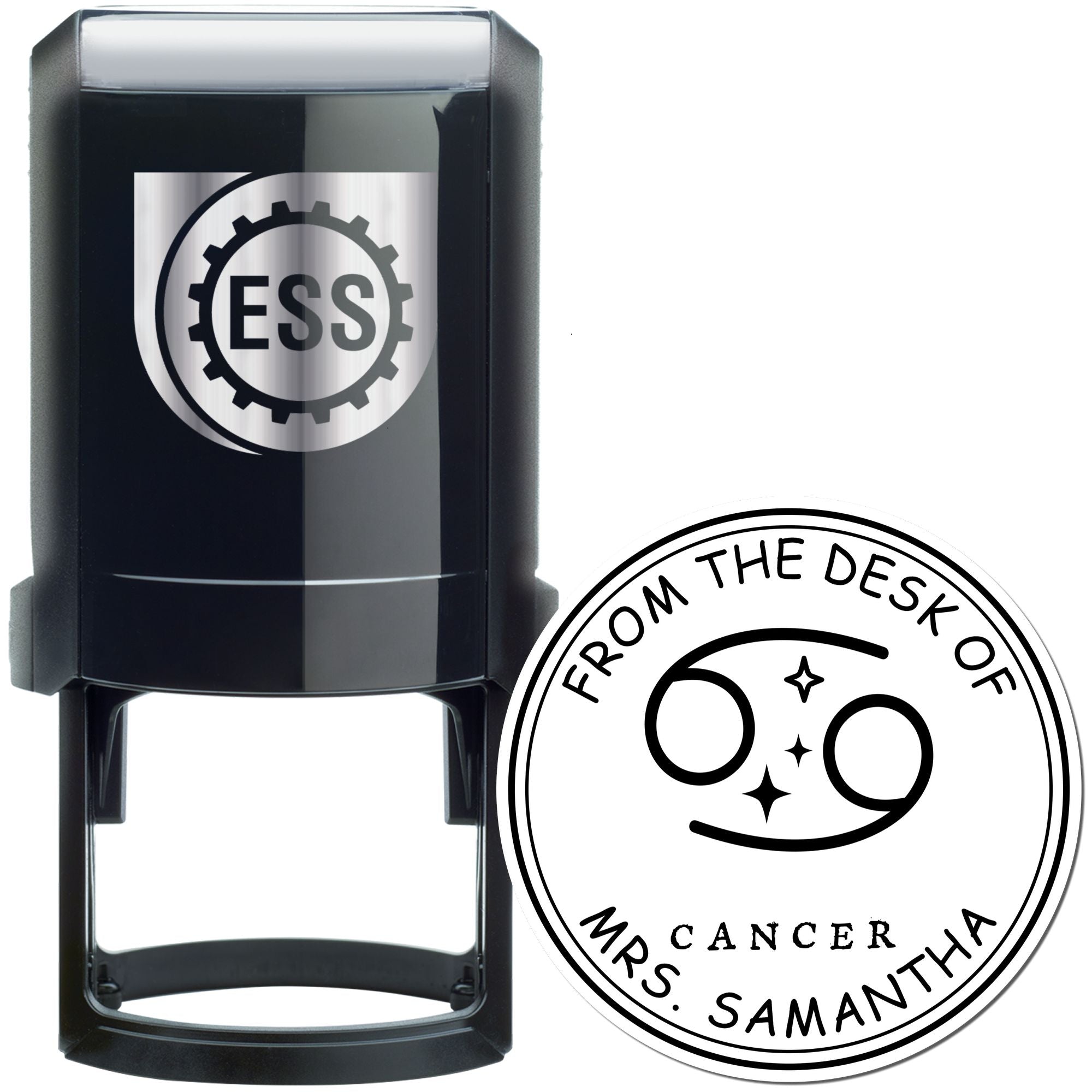 Self-Inking Cancer Library with Stars Customized Name Inscription Stamper - Engineer Seal Stamps