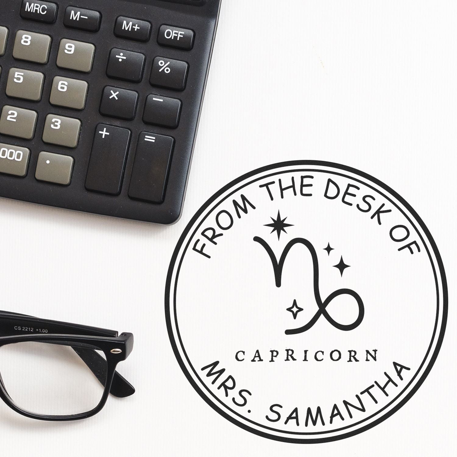 Wood Handle Capricorn Library with Stars Customized Book Name Stamp - Engineer Seal Stamps