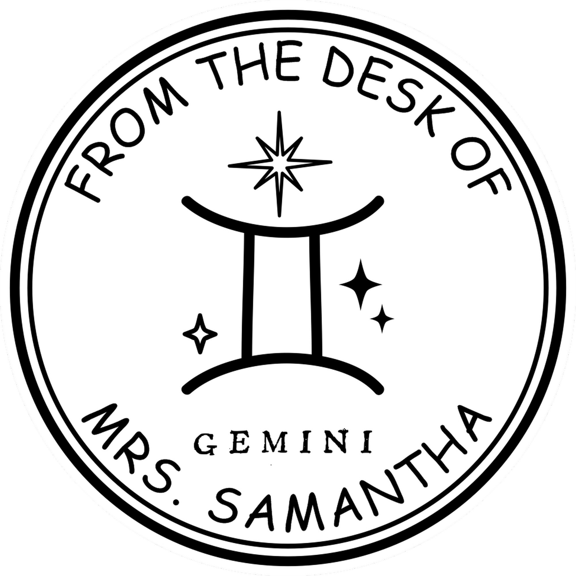 Wood Handle Gemini Library with Stars Customized Book Name Stamper - Engineer Seal Stamps