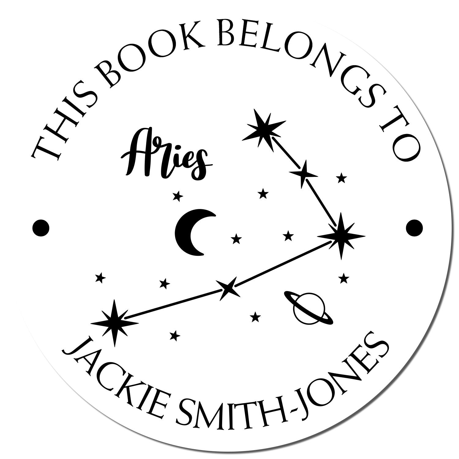 PSI Pre-Inked Aries Constellation with Planet, Moon and Stars Personalized Library Collection Stamper - Engineer Seal Stamps
