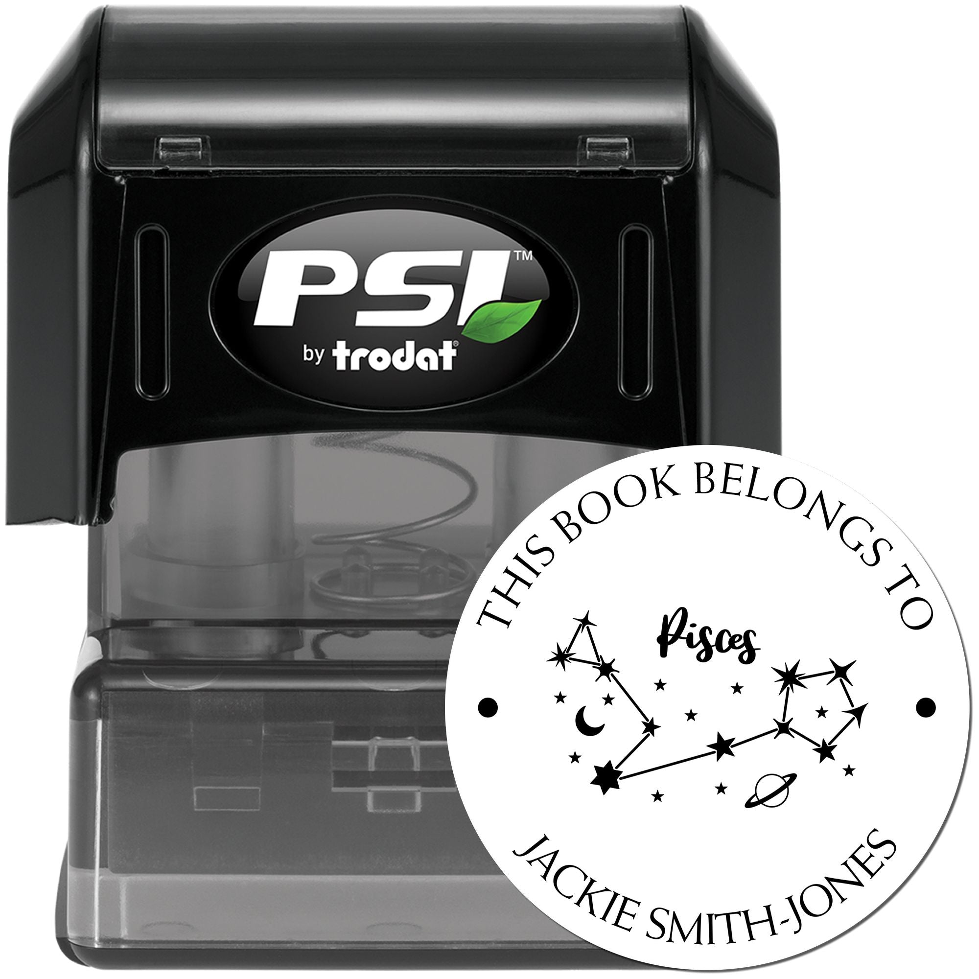 PSI Pre-Inked Pisces Constellation with Planet, Moon and Stars Personalized Love It Stamper - Engineer Seal Stamps