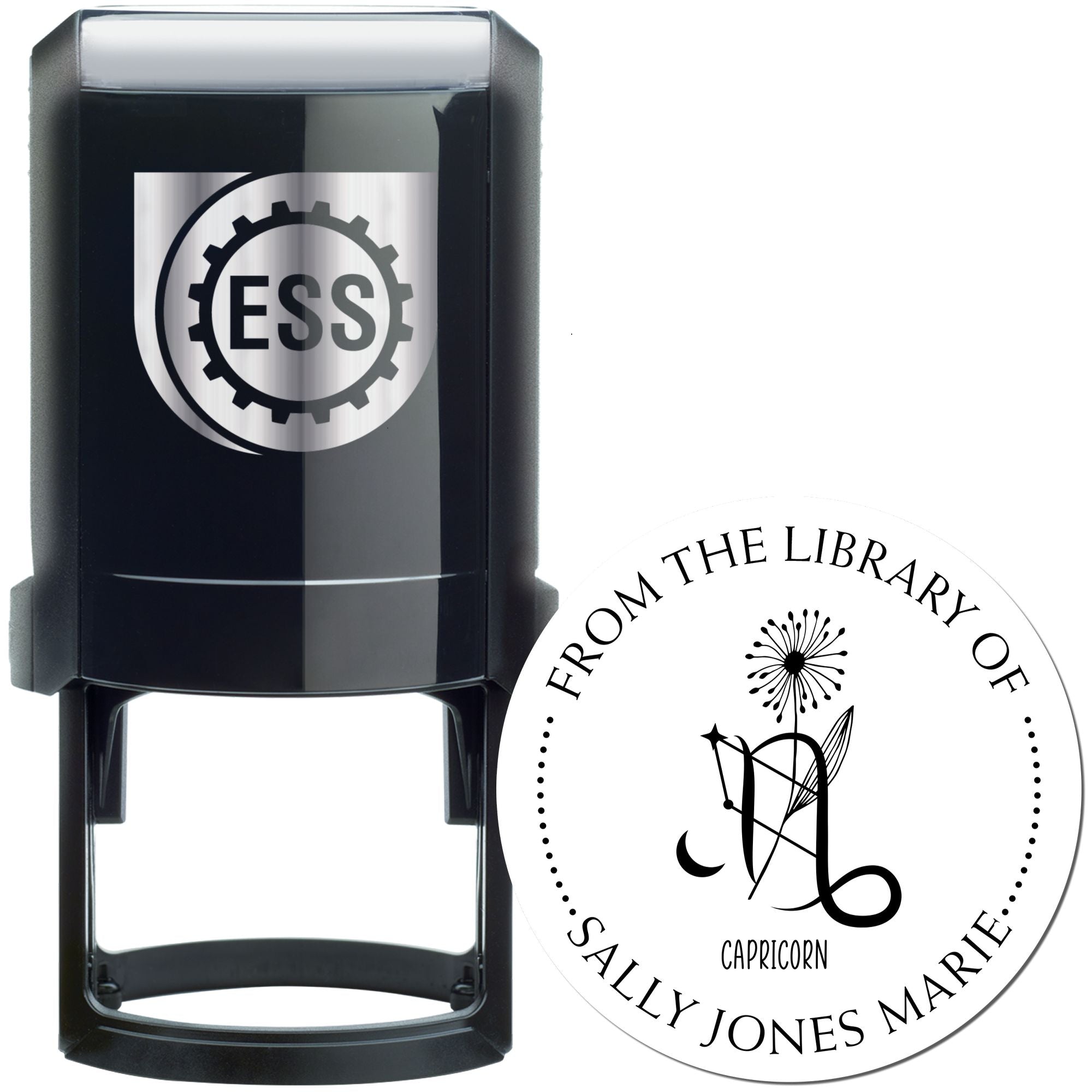 Self-Inking Capricorn Zodiac Symbol with Flowers Custom Made Love It Stamp - Engineer Seal Stamps