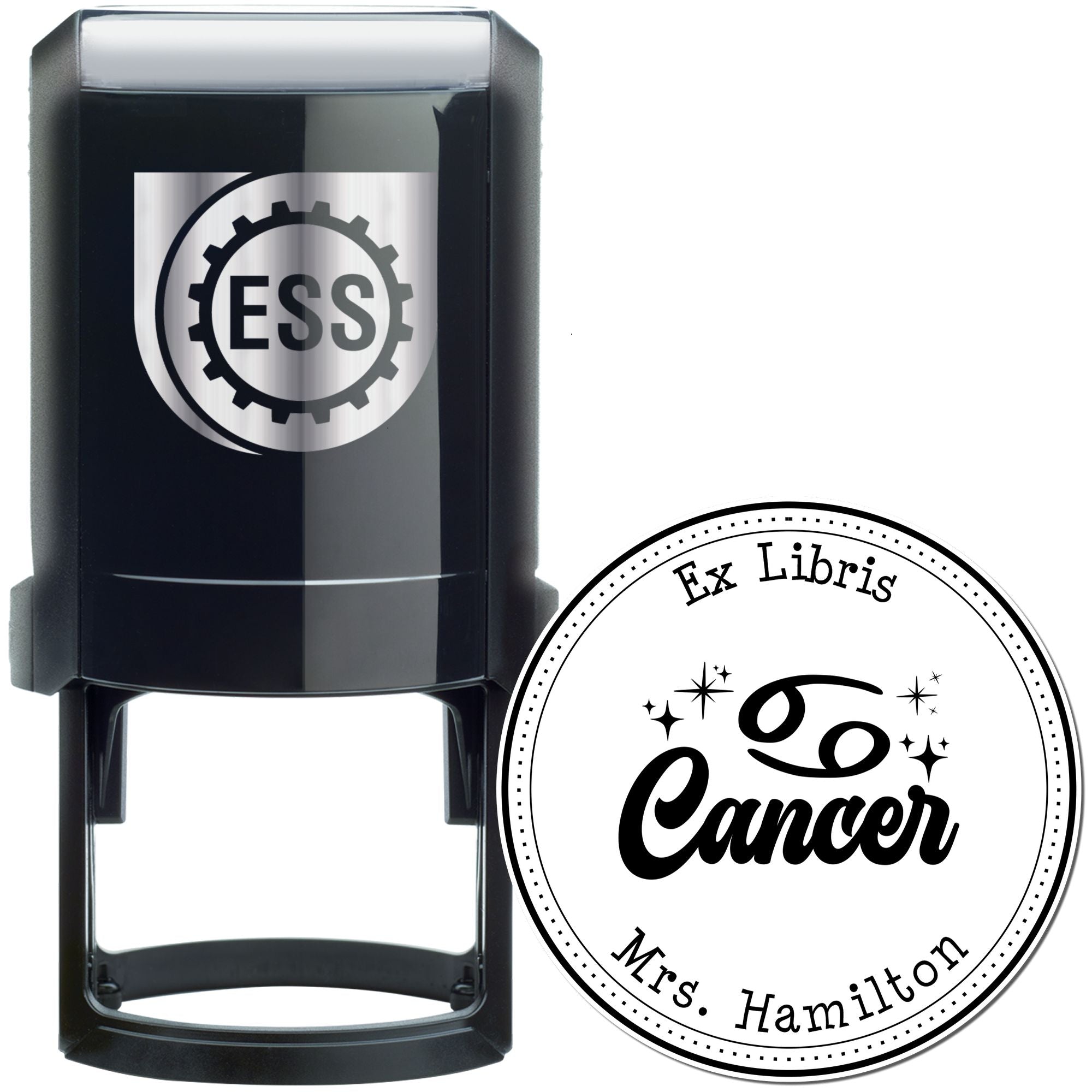 Self-Inking Cancer Zodiac Symbol with Scripted Font Customized Read It Love It Return It Stamper - Engineer Seal Stamps