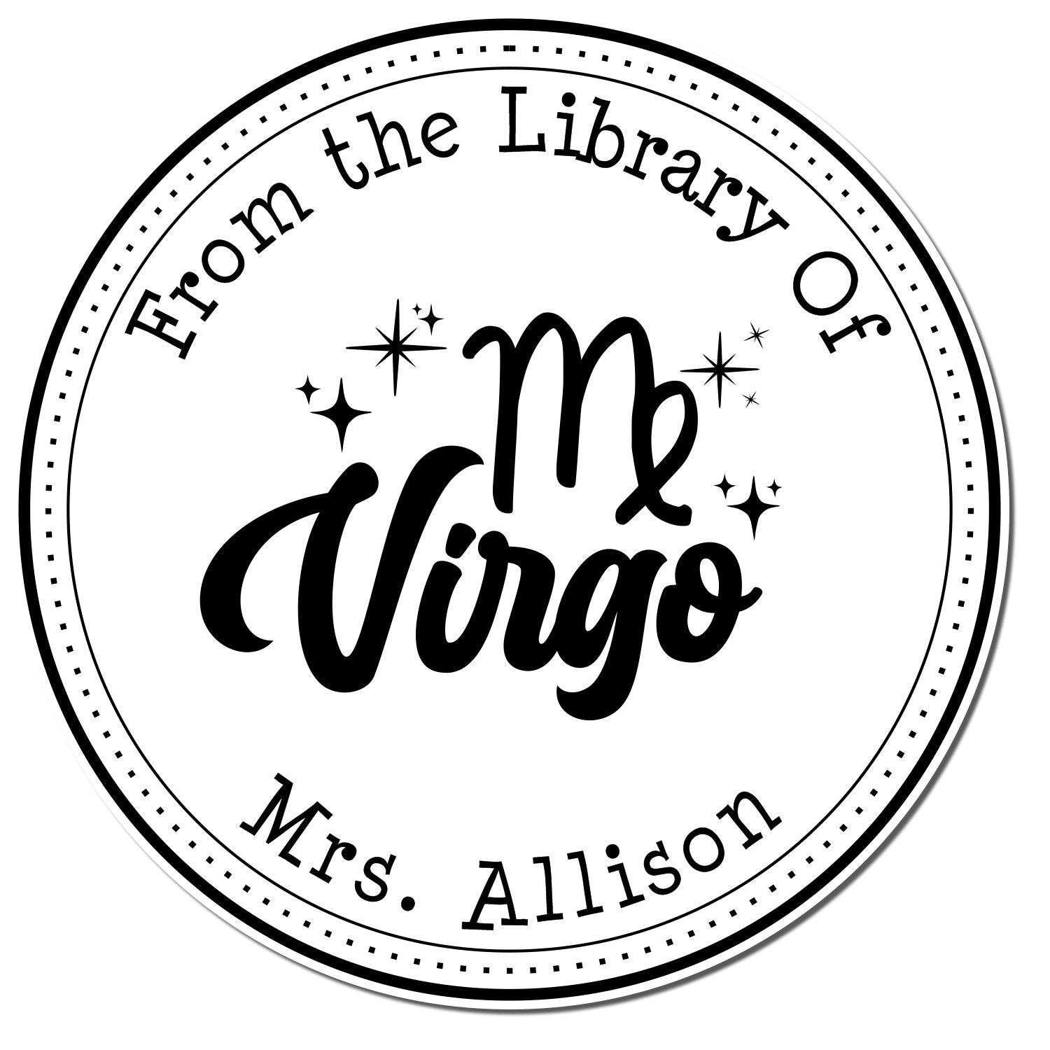 Wood Handle Virgo Zodiac Symbol with Scripted Font Customized Library Of Stamp