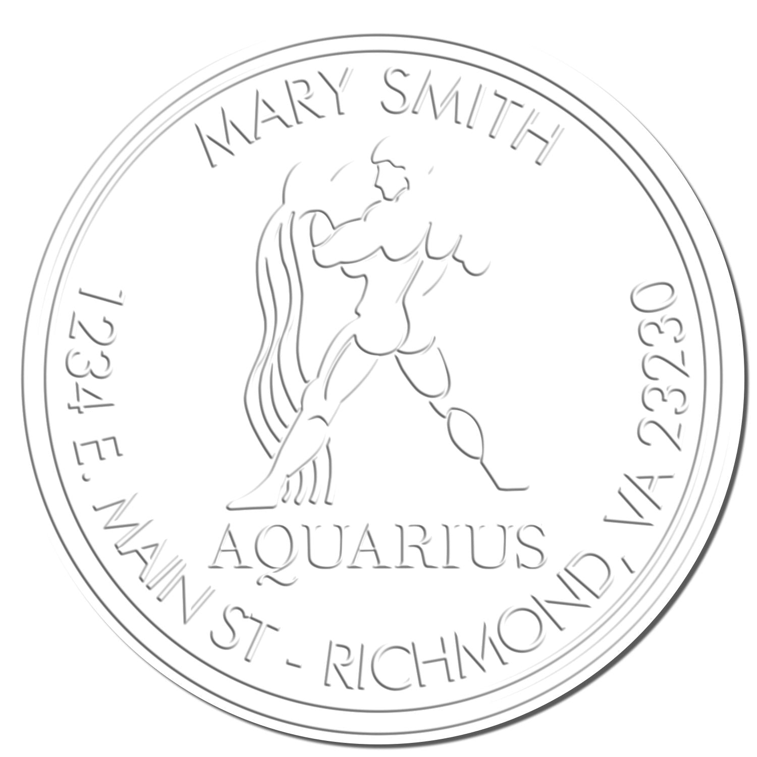 Soft Flowing Aquarius Personalized Mail Embossed Stamp
