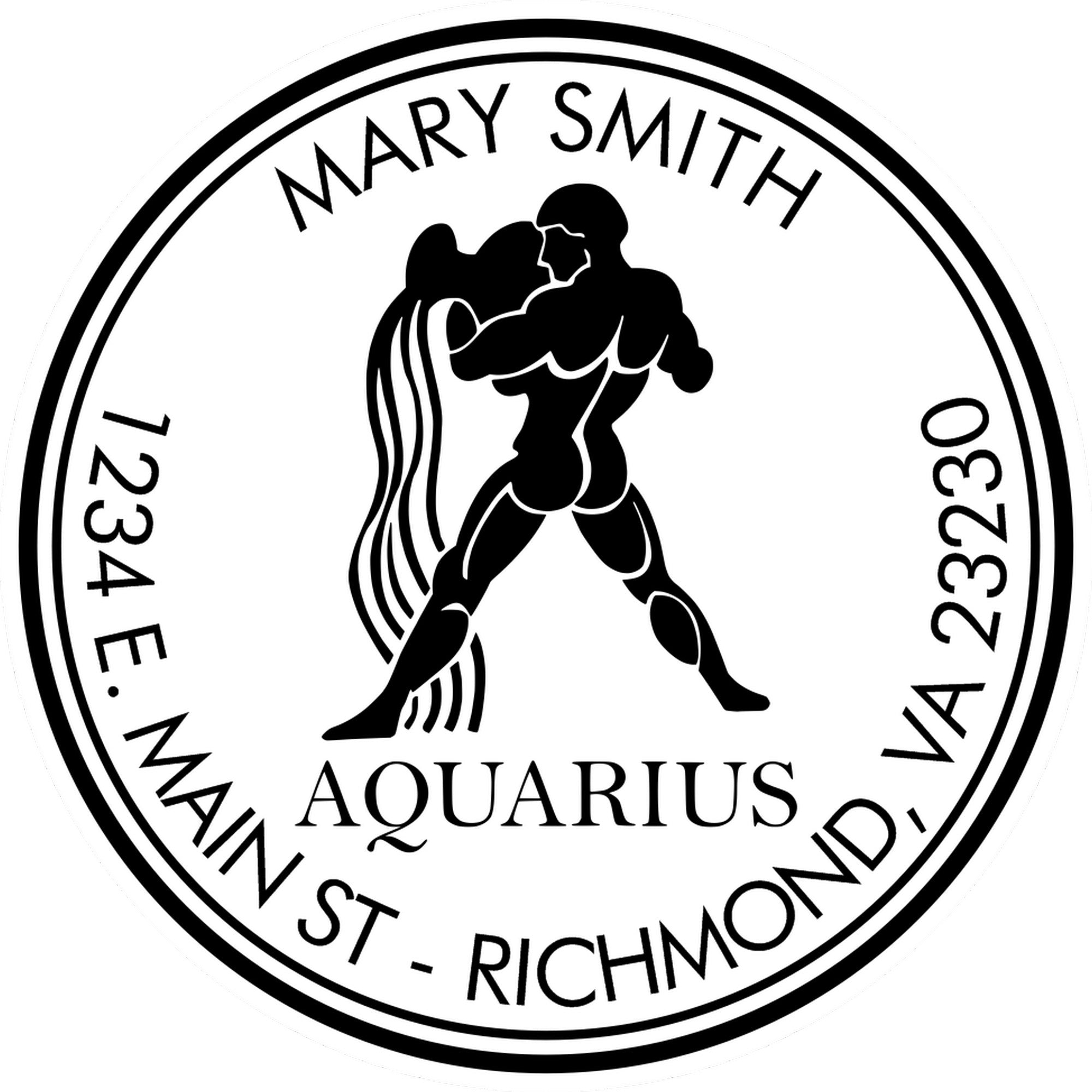 Wood Handle Flowing Aquarius Custom Mail Stamp - Engineer Seal Stamps