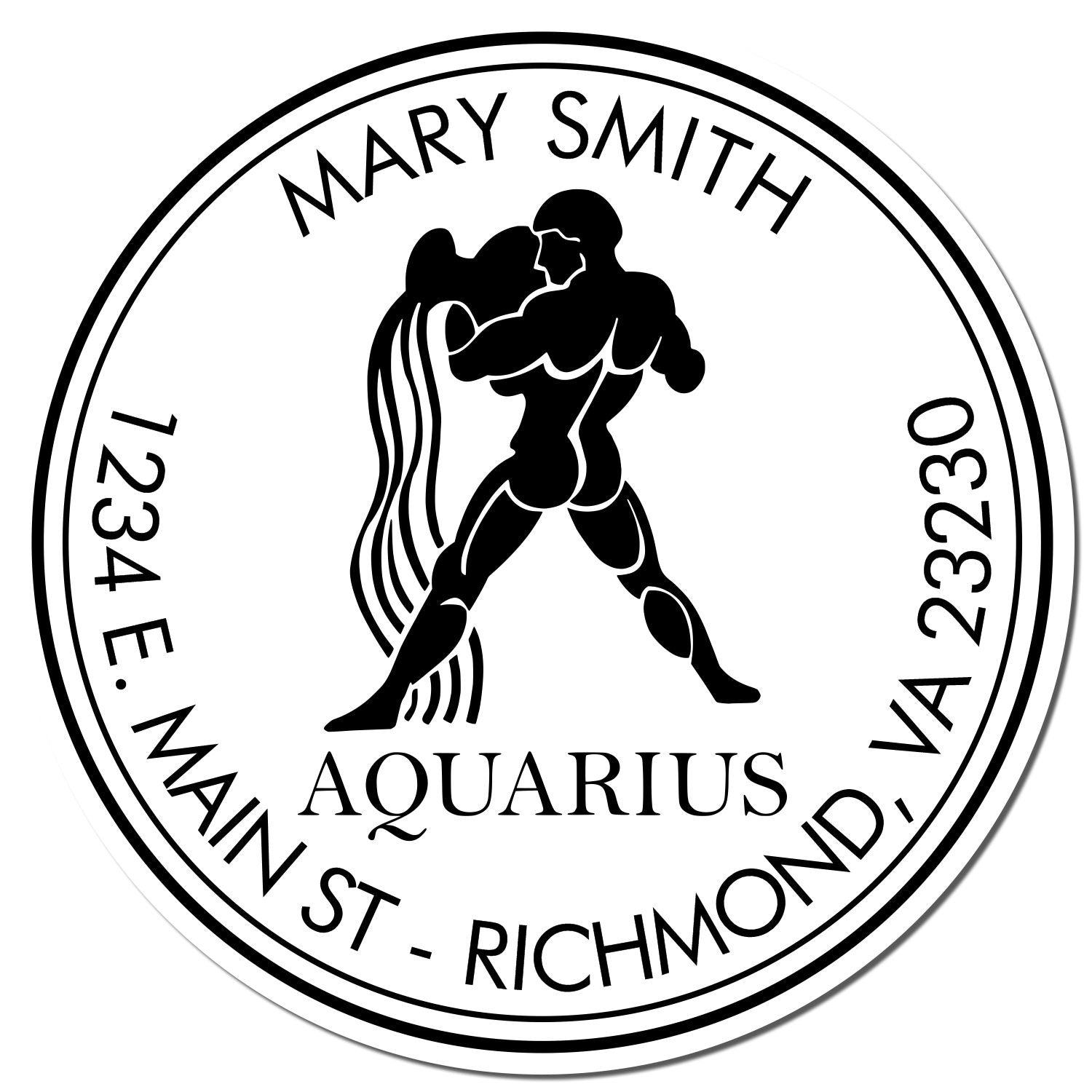 Wood Handle Flowing Aquarius Custom Mail Stamp - Engineer Seal Stamps