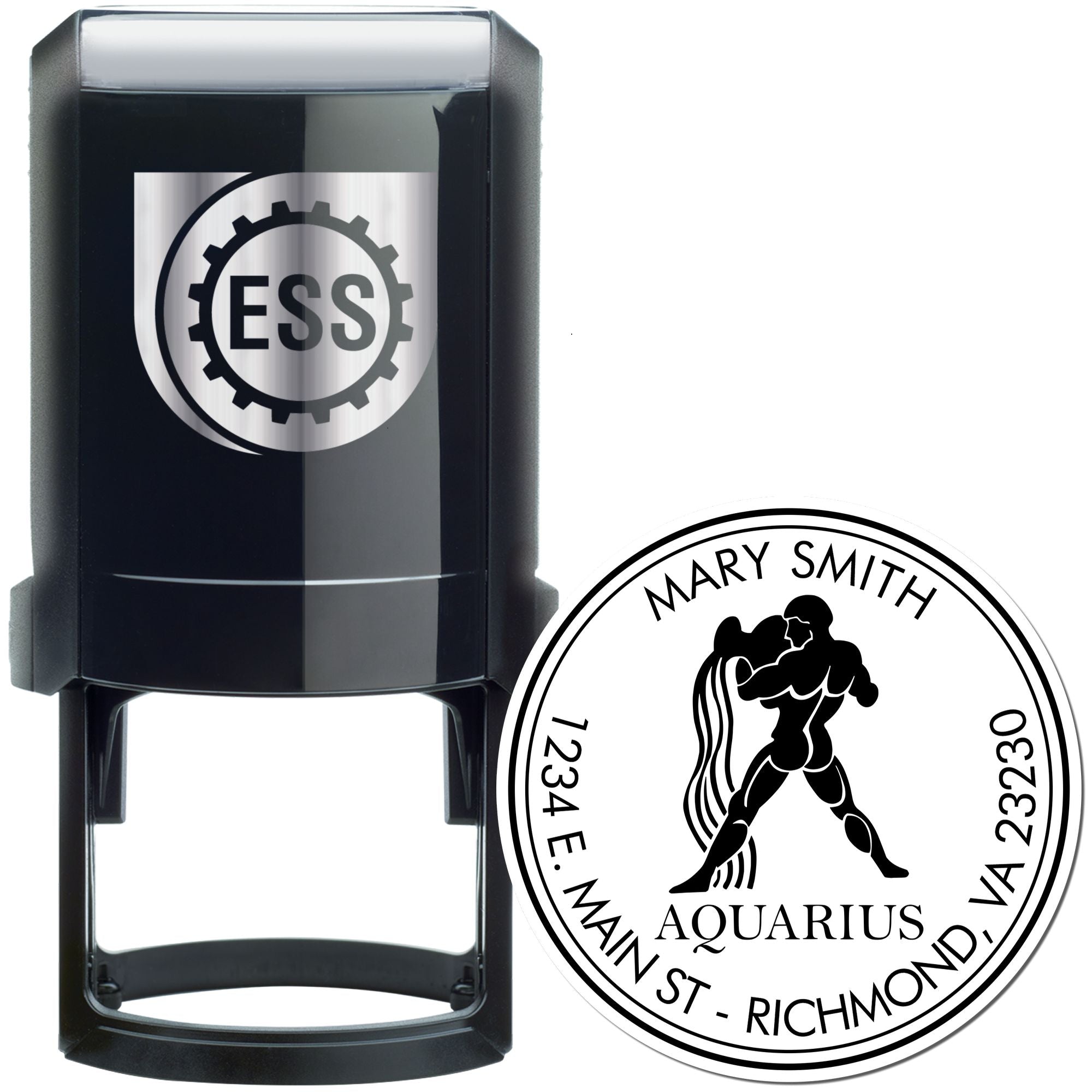 Self-Inking Flowing Aquarius Customized Envelope Stamp - Engineer Seal Stamps