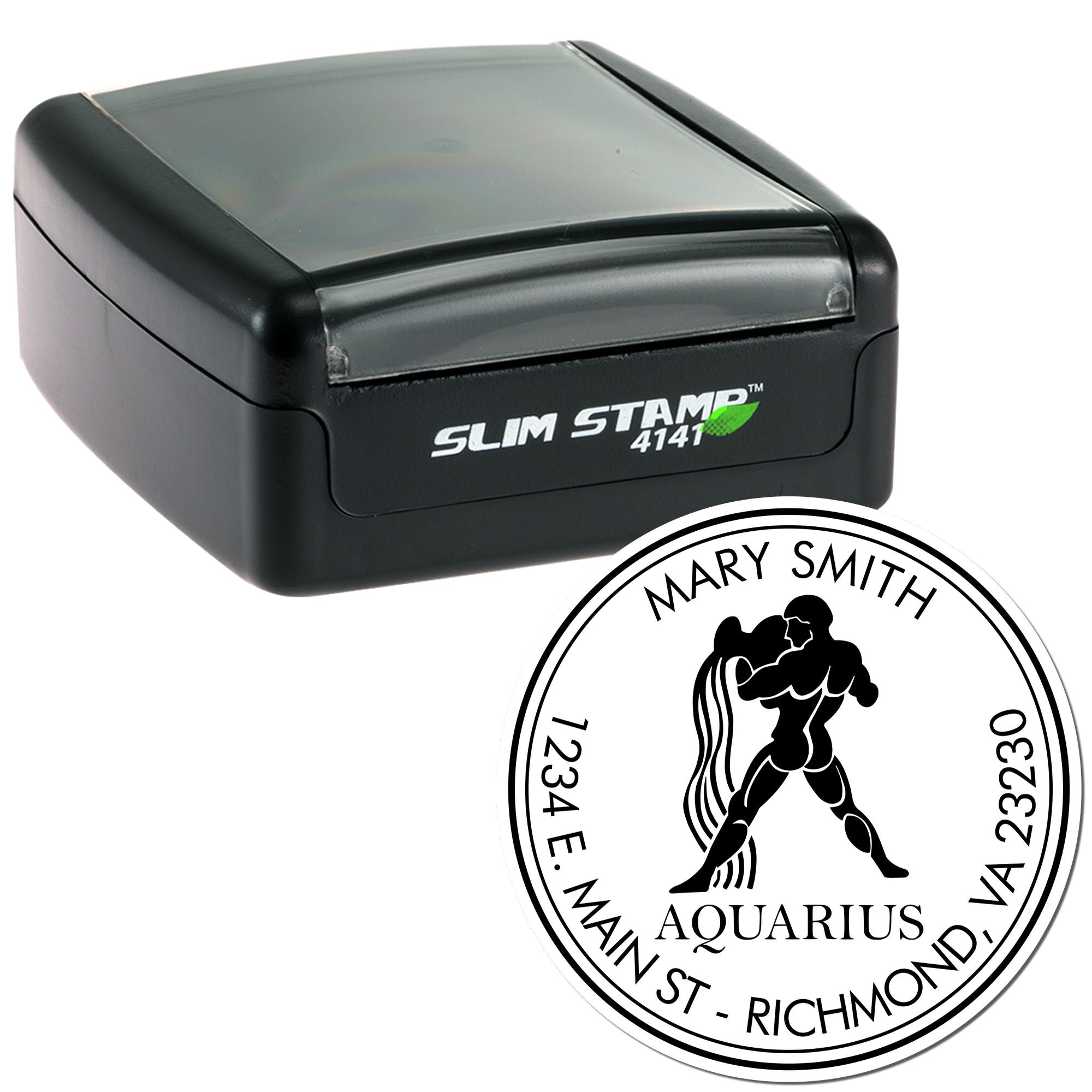 Portable Pre-Inked Flowing Aquarius Personalized Home Stamp - Engineer Seal Stamps
