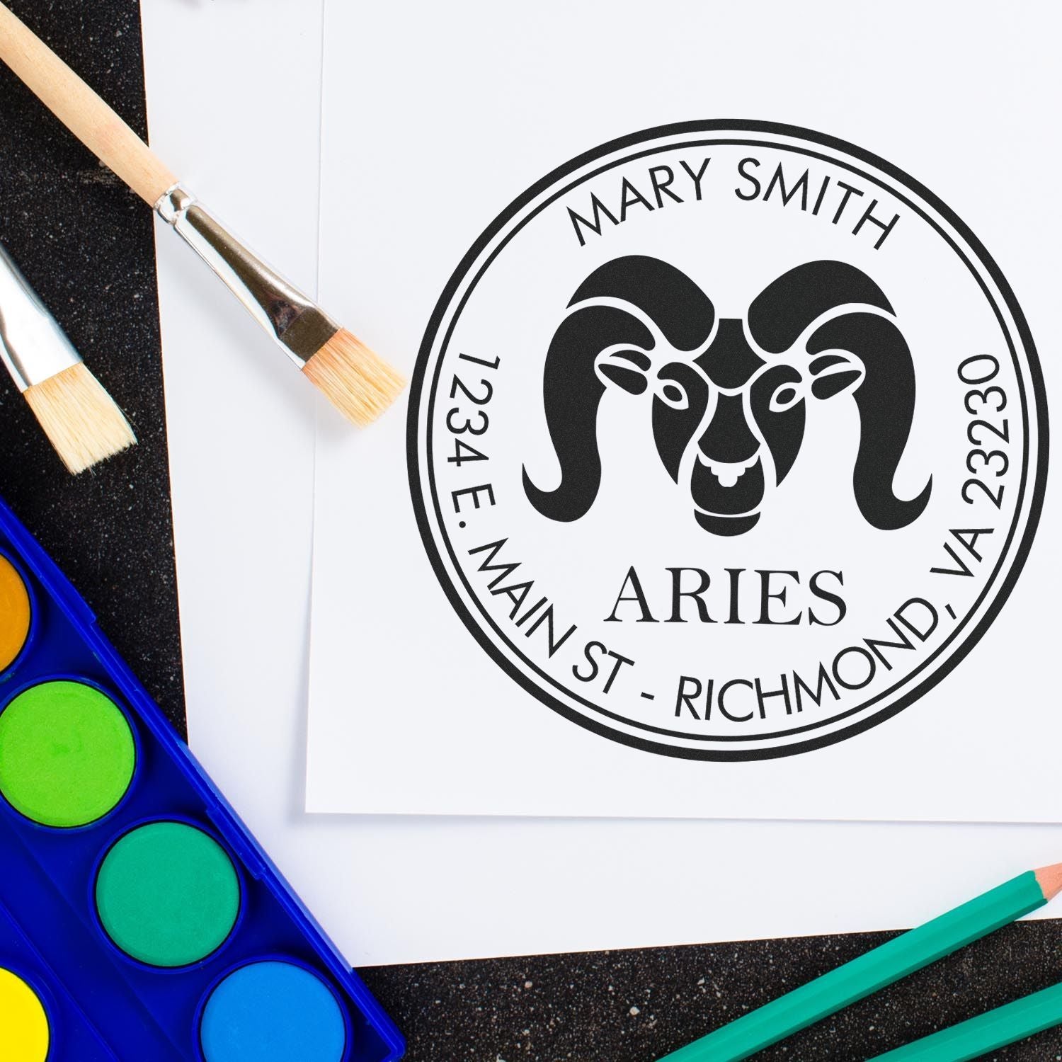 Self-Inking Mighty Aries Customized Name And Address Stamp