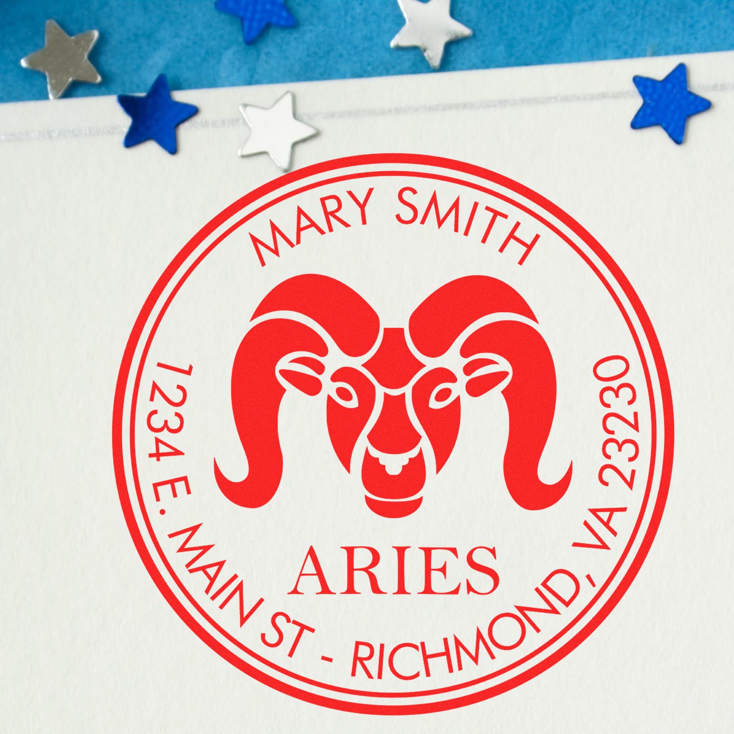 Self-Inking Mighty Aries Customized Name And Address Stamp