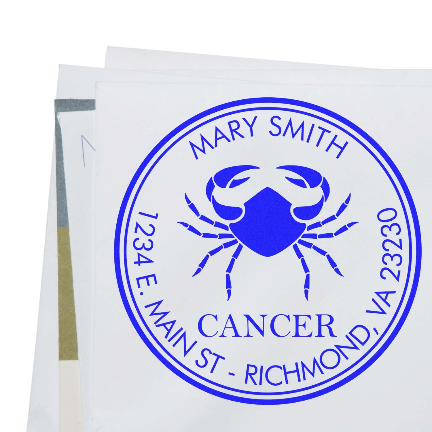 Self-Inking Crabby Cancer Customized Return Address Stamp - Engineer Seal Stamps