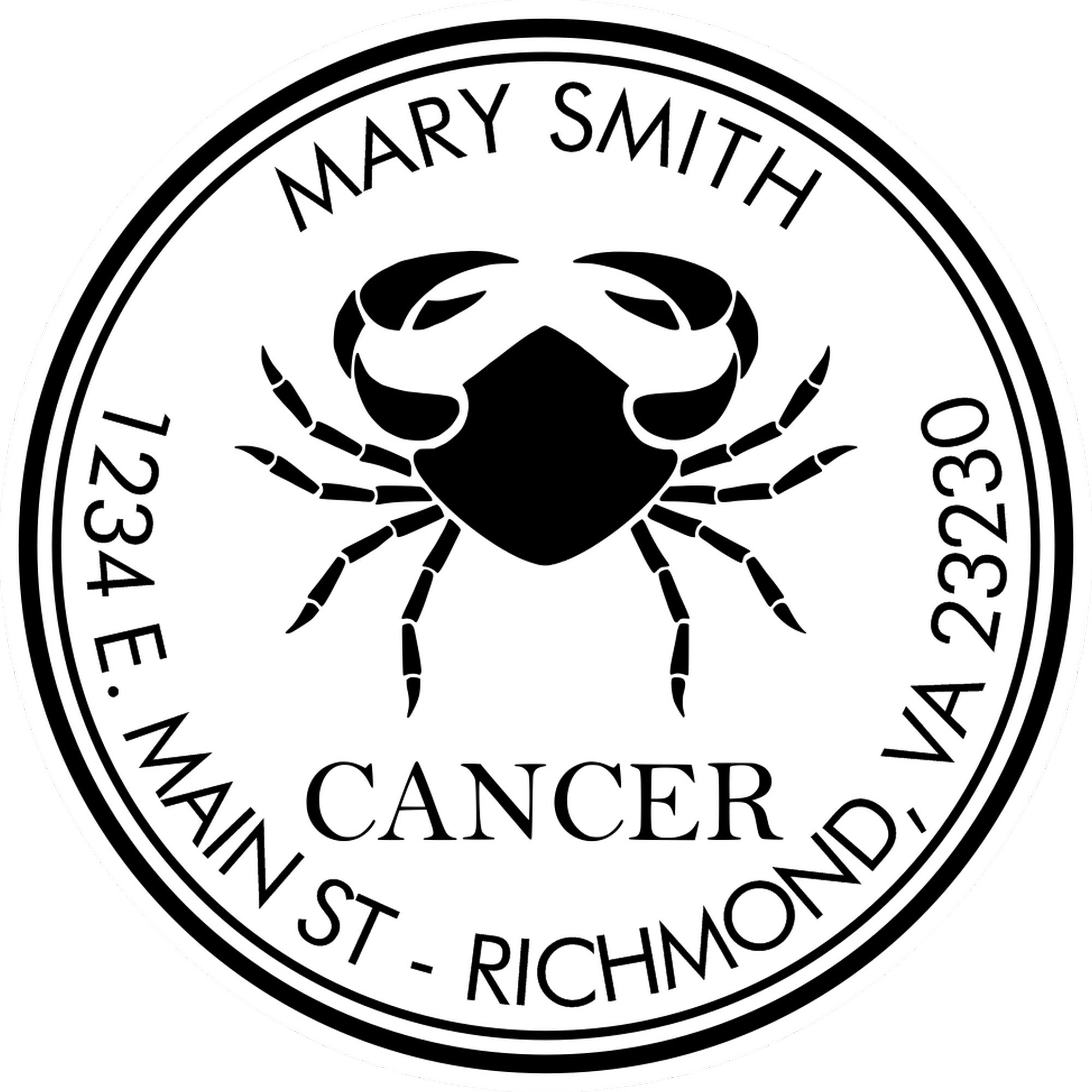 Wood Handle Crabby Cancer Custom Address Stamp - Engineer Seal Stamps