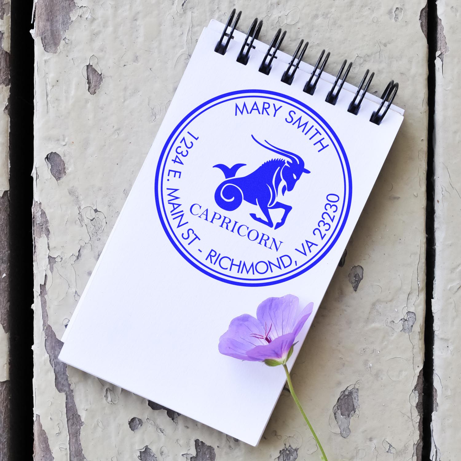 Self-Inking Capricorn Sea Goat Customized Home Address Stamp - Engineer Seal Stamps