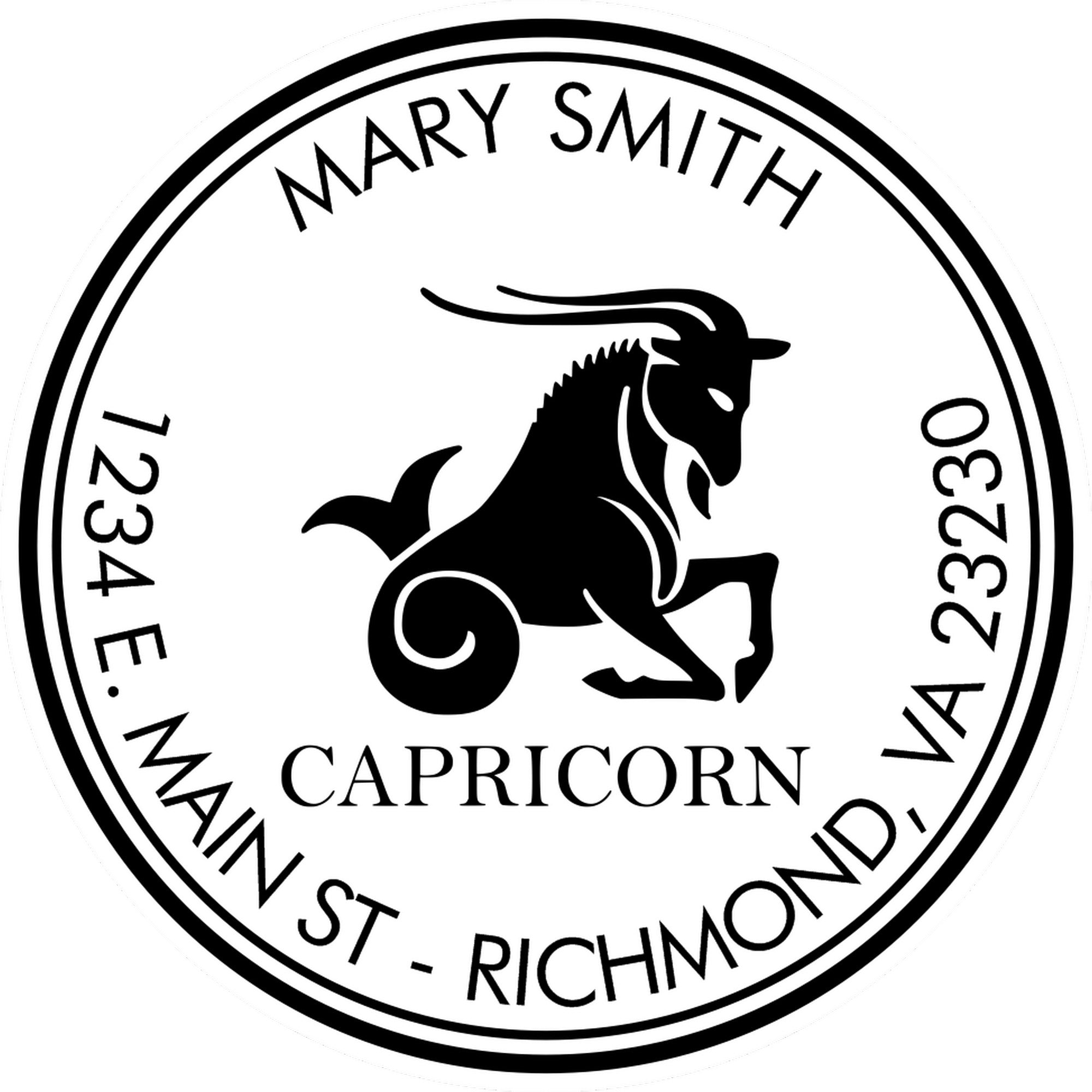 Self-Inking Capricorn Sea Goat Customized Home Address Stamp - Engineer Seal Stamps