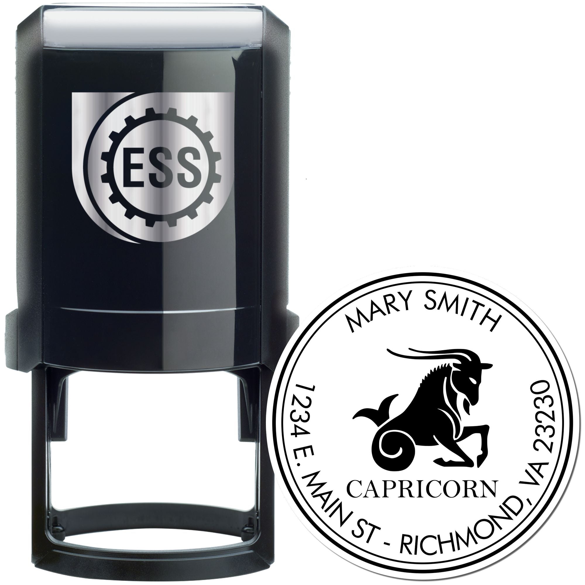 Self-Inking Capricorn Sea Goat Customized Home Address Stamp - Engineer Seal Stamps