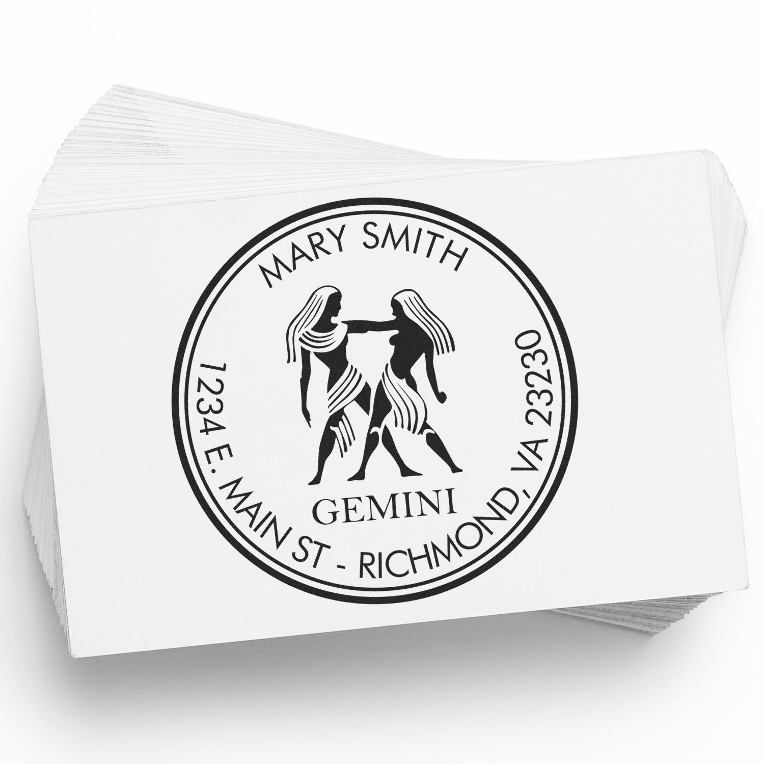 Wood Handle Gemini Twin Tango Custom Envelope Stamp - Engineer Seal Stamps