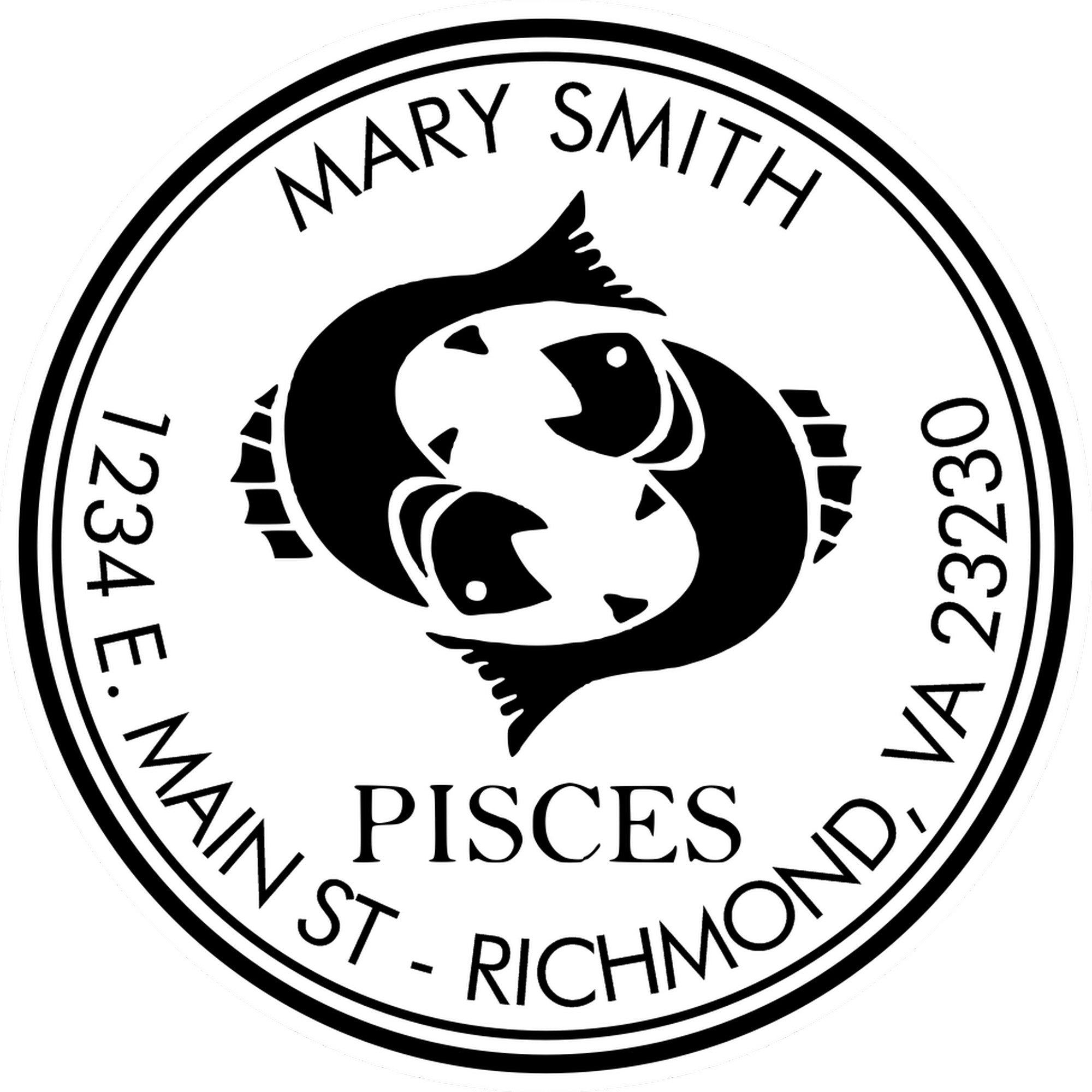 PSI Pre-Inked Pisces Swimming Customized Return Address Stamp - Engineer Seal Stamps
