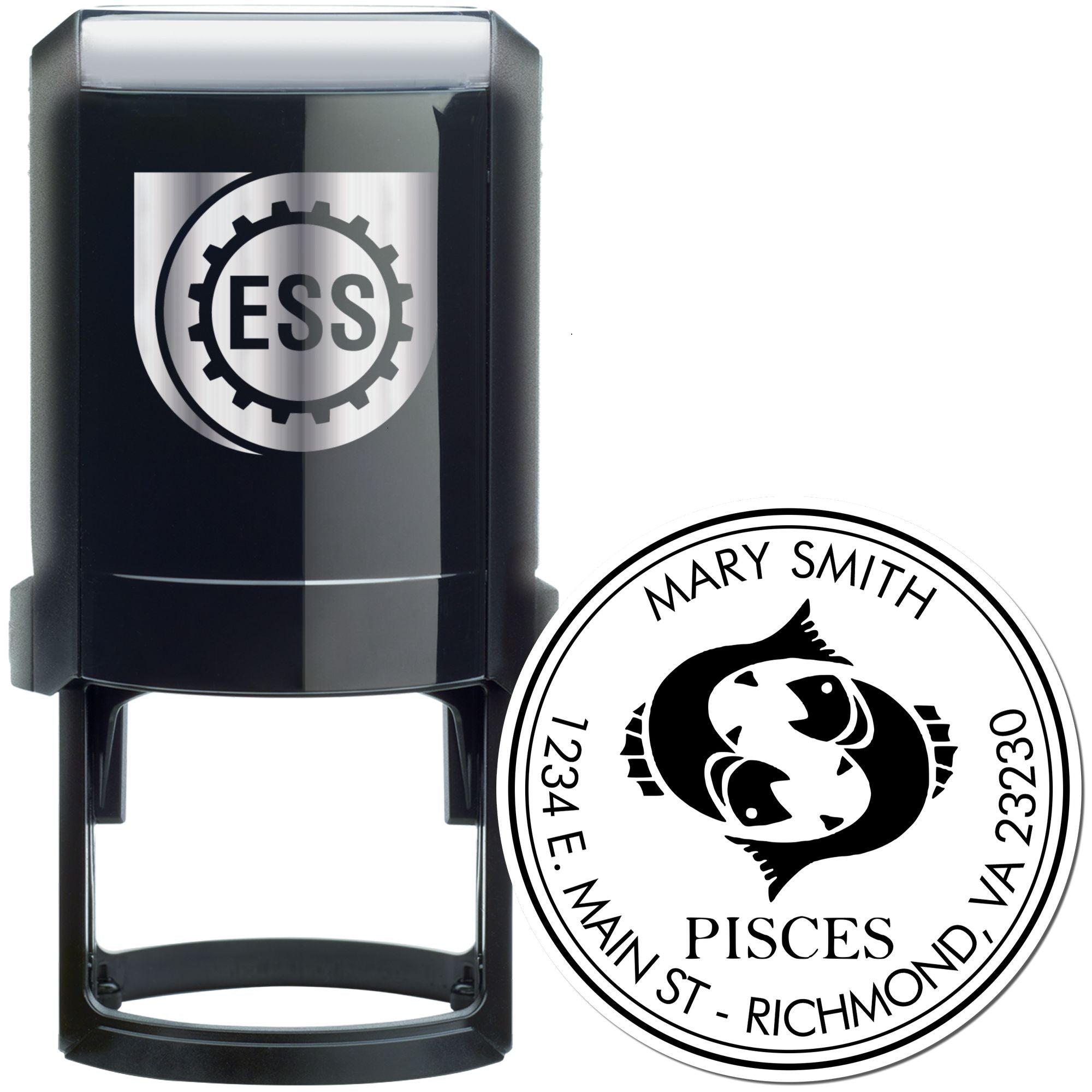 Self-Inking Pisces Swimming Custom Address Stamp - Engineer Seal Stamps