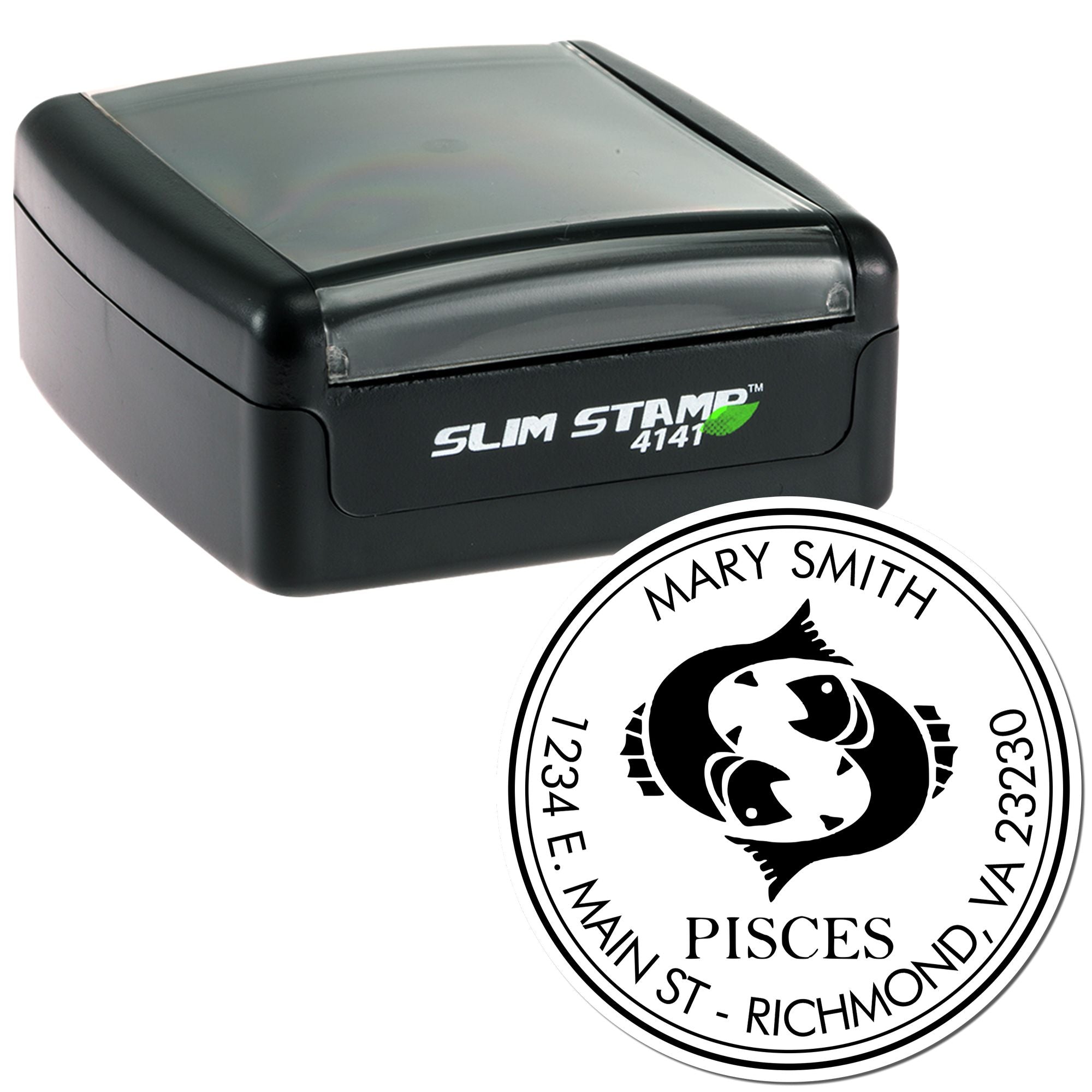 Portable Pre-Inked Pisces Swimming Customized Mailing Stamp - Engineer Seal Stamps