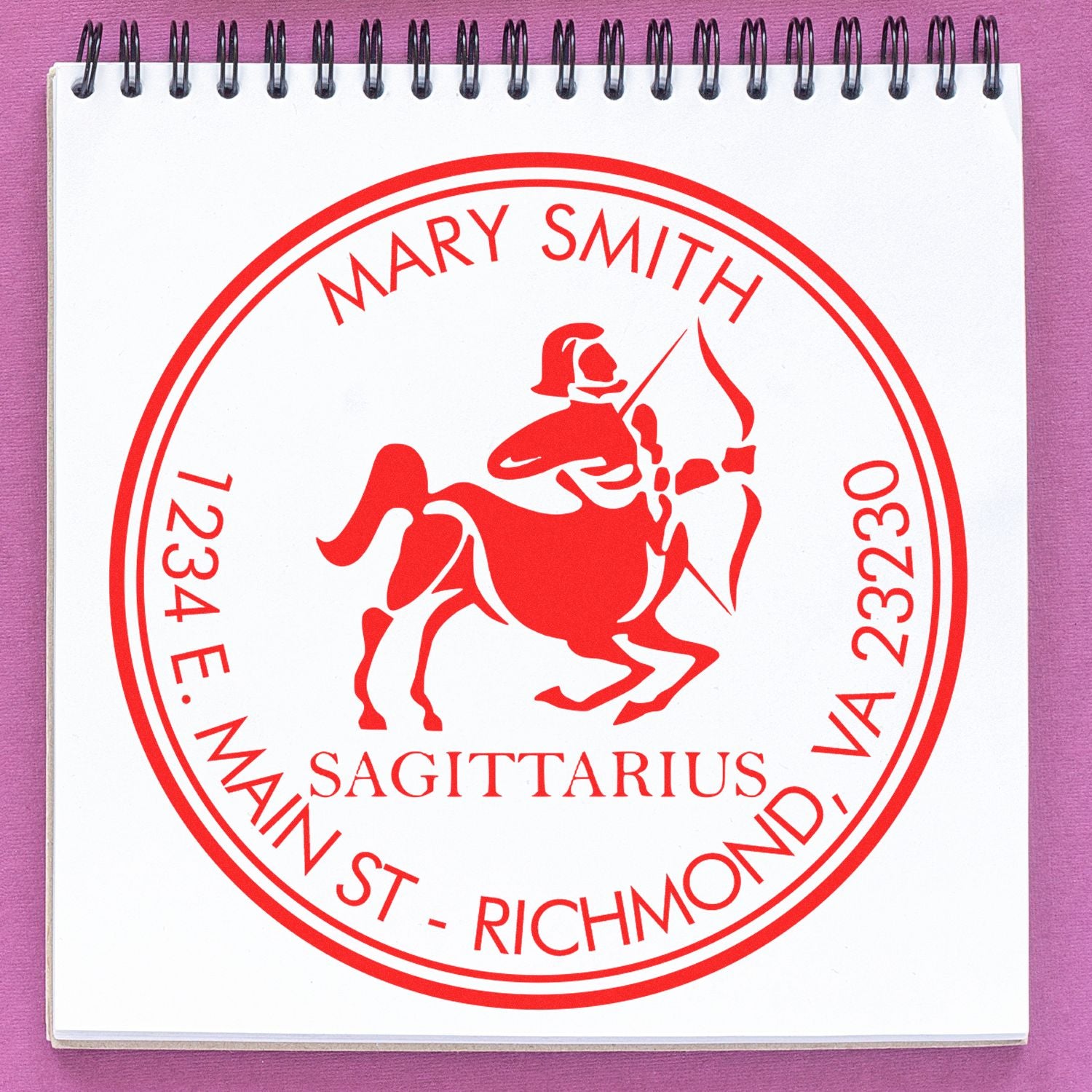 PSI Pre-Inked Quick Sagittarius Customized Home Address Stamp - Engineer Seal Stamps