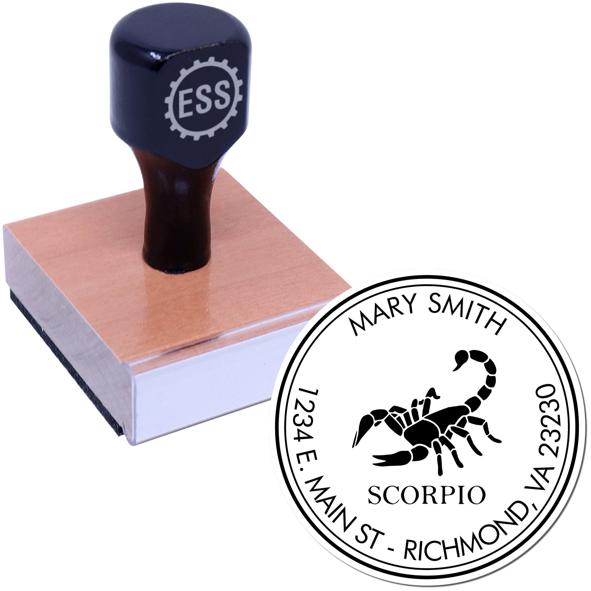 Wood Handle Fierce Scorpio Custom Made Mail Stamp - Engineer Seal Stamps