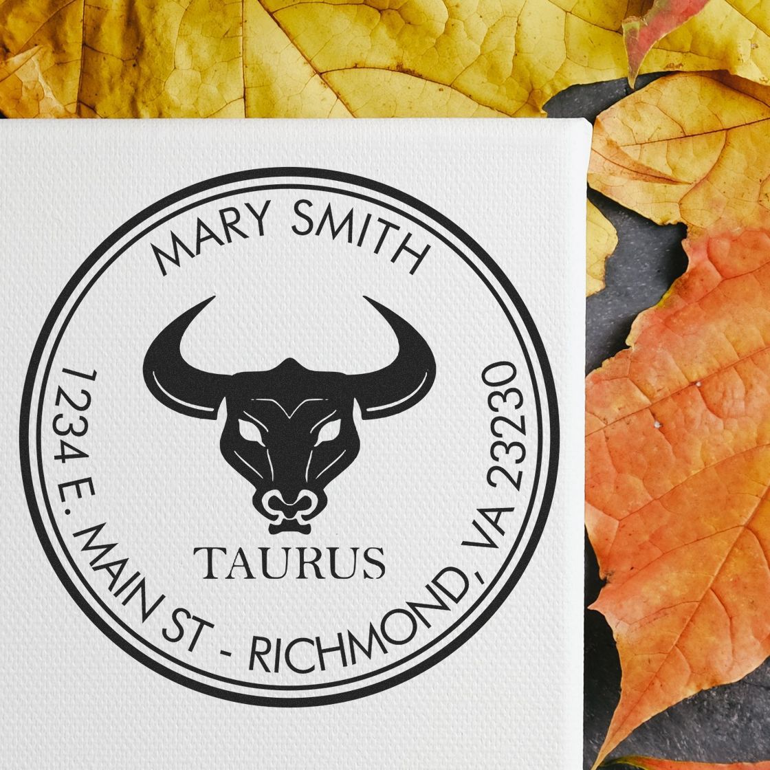 Wood Handle Solid Taurus Custom Made Mailing Stamp