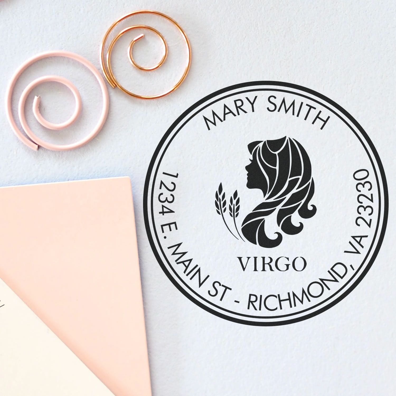 PSI Pre-Inked Lovely Virgo Custom Mailing Stamp - Engineer Seal Stamps