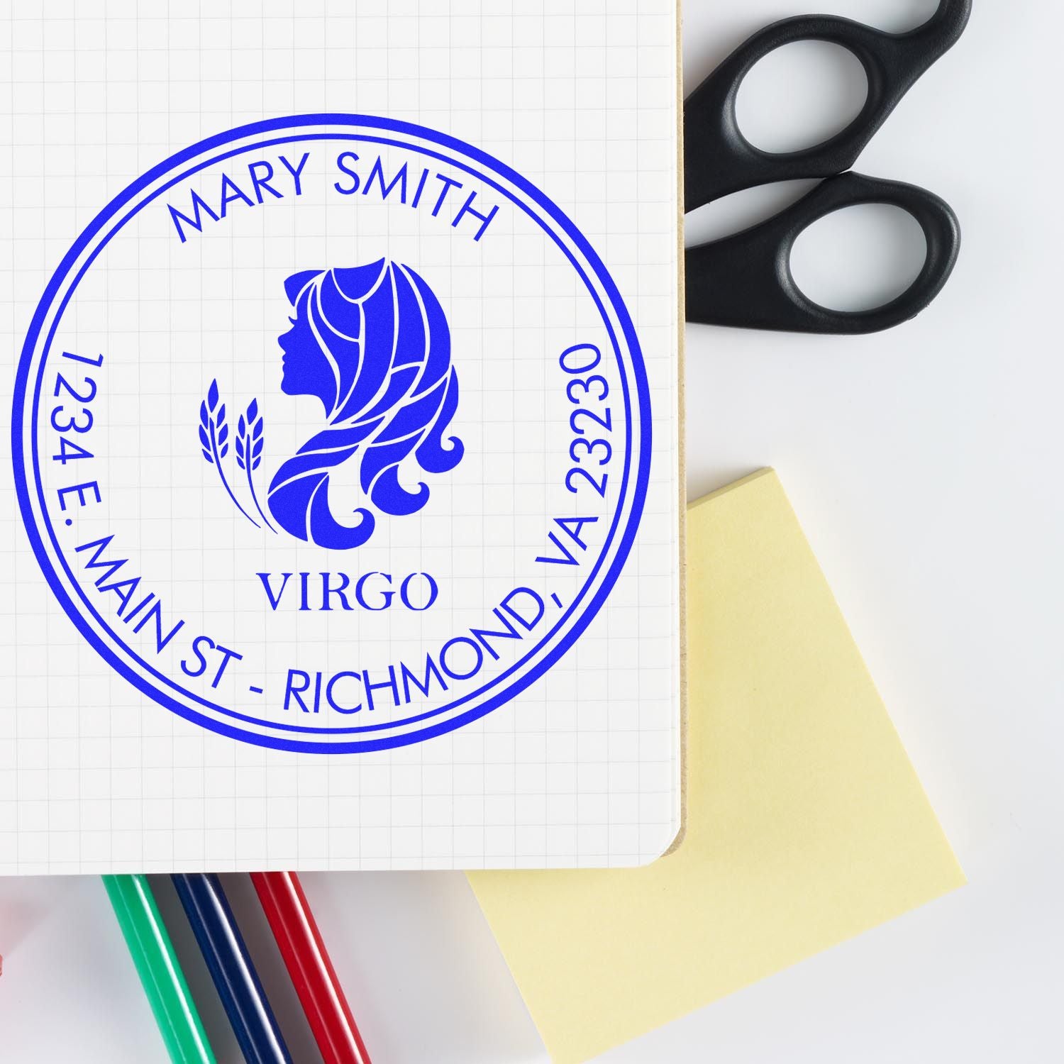 PSI Pre-Inked Lovely Virgo Custom Mailing Stamp - Engineer Seal Stamps