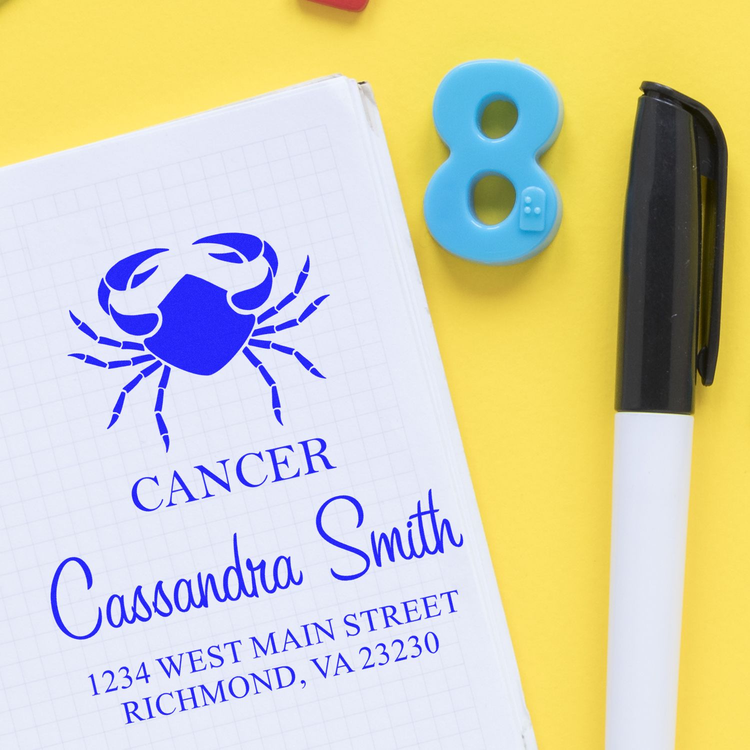 Intuitive Cancer Zodiac Personalized Address Stamp - Engineer Seal Stamps