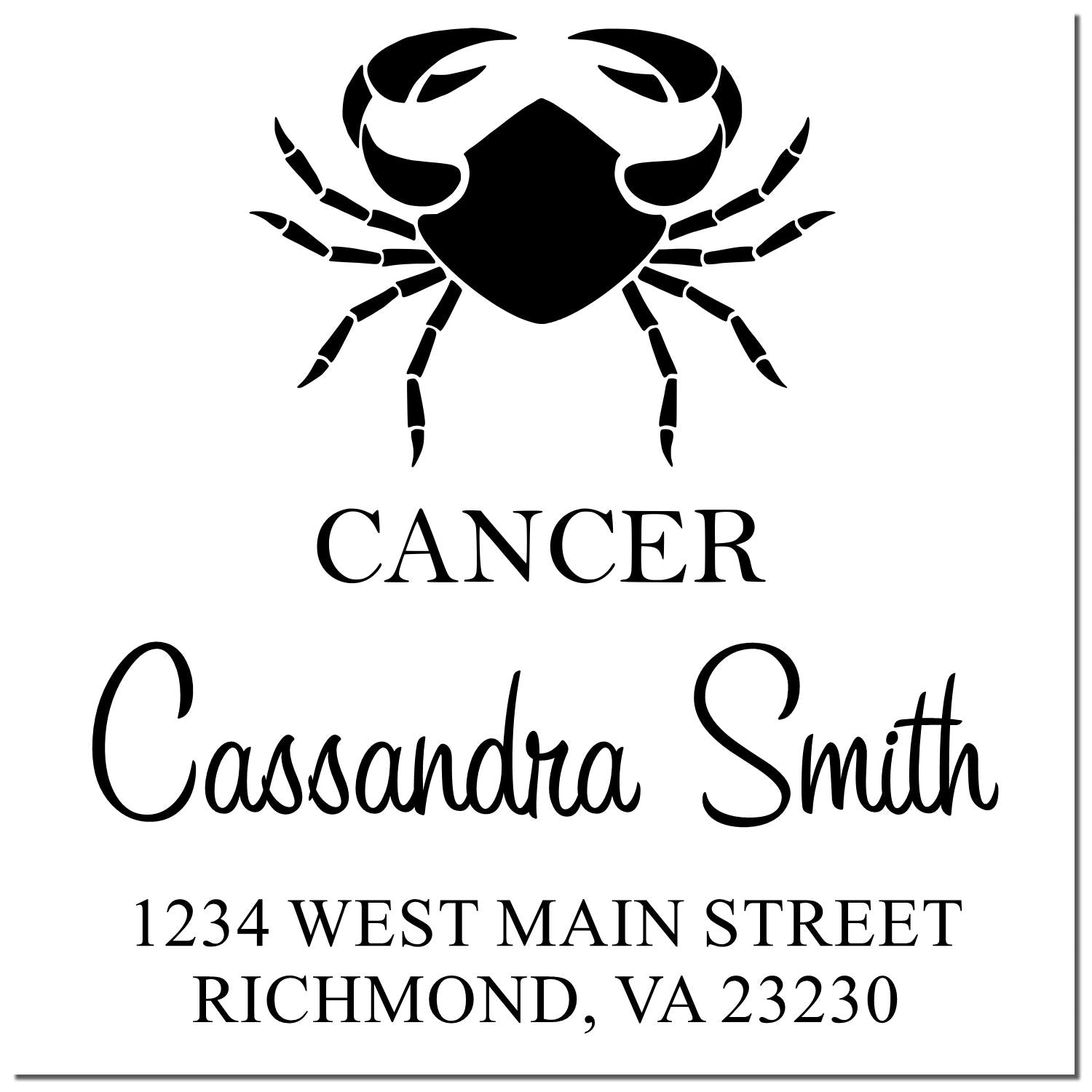 Intuitive Cancer Zodiac Personalized Address Stamp - Engineer Seal Stamps