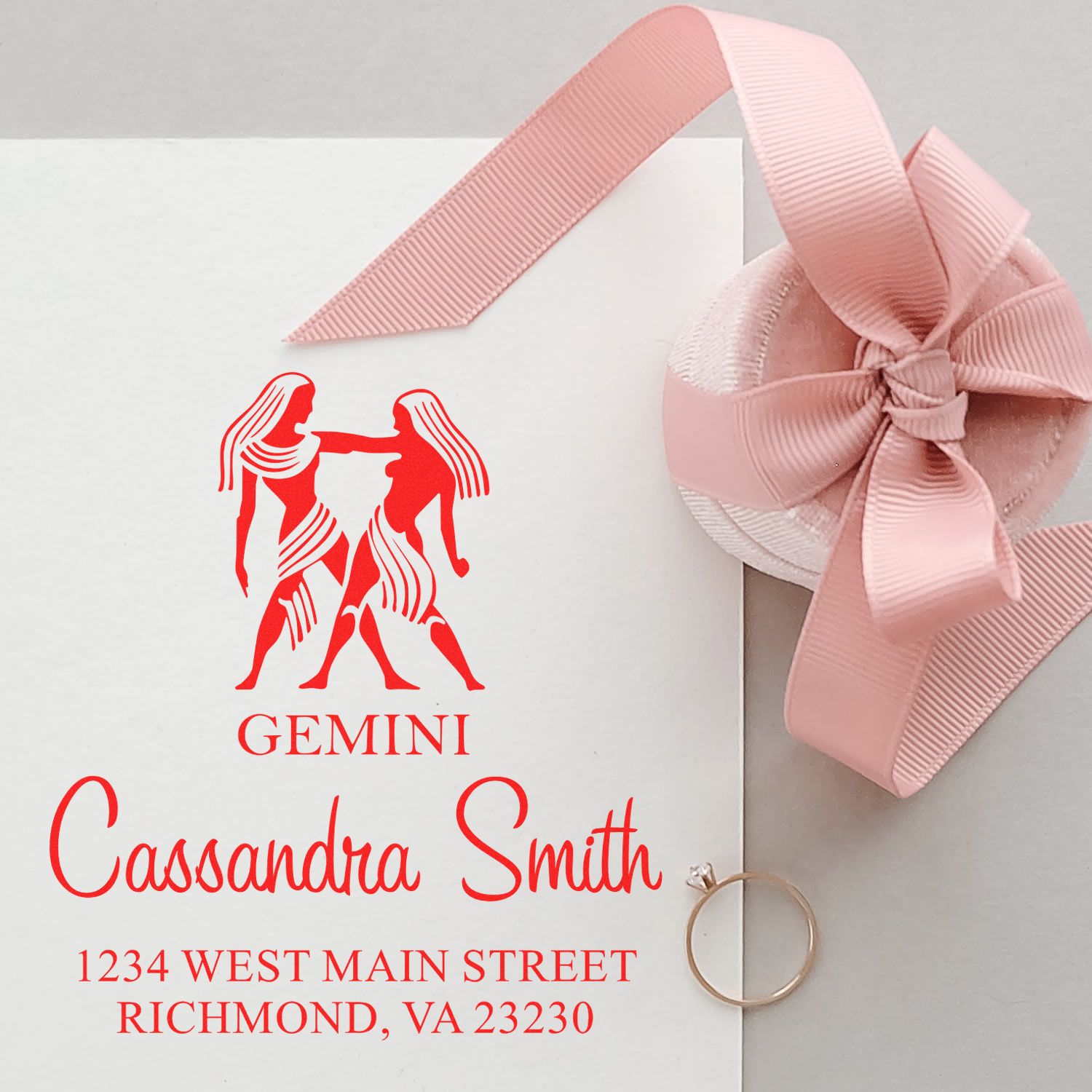 Versatile Gemini Zodiac Personalized Name And Address Stamp