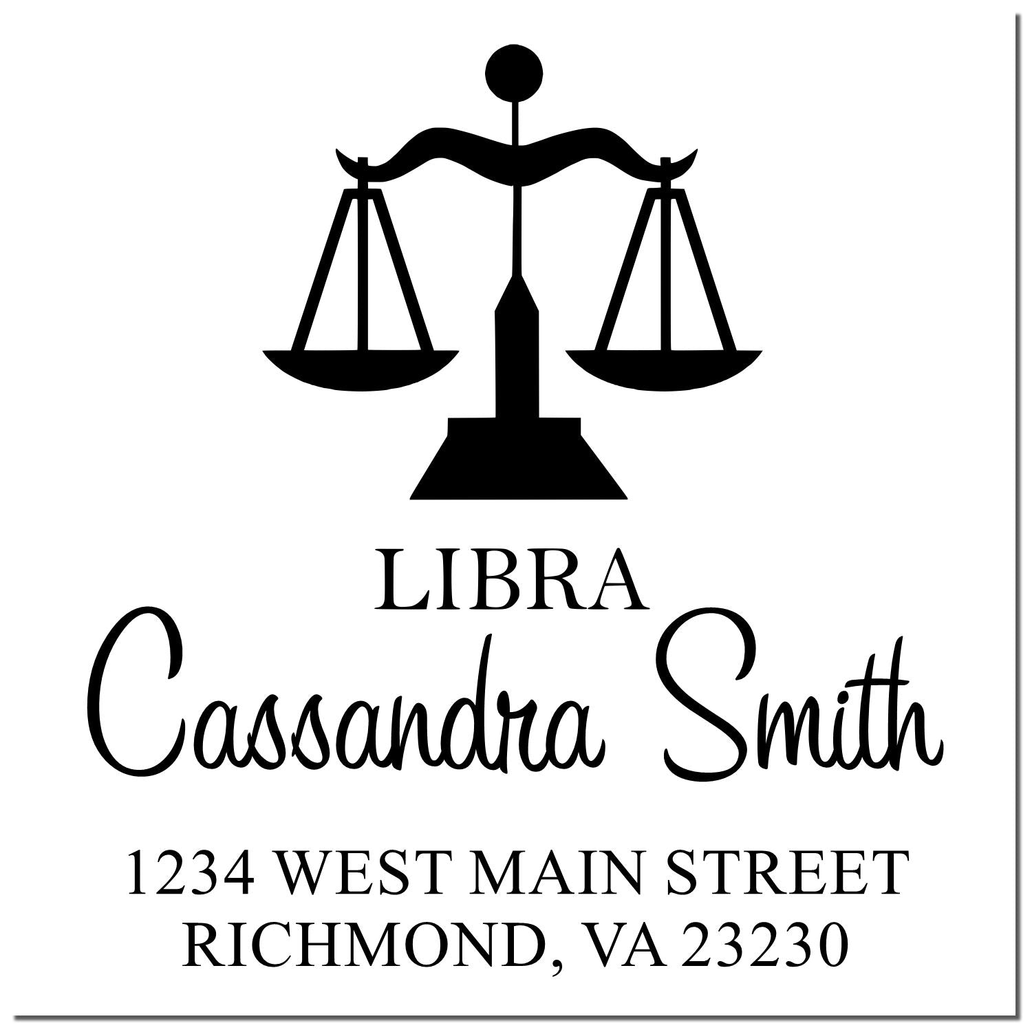Balanced Libra Zodiac Personalized Return Address Stamp