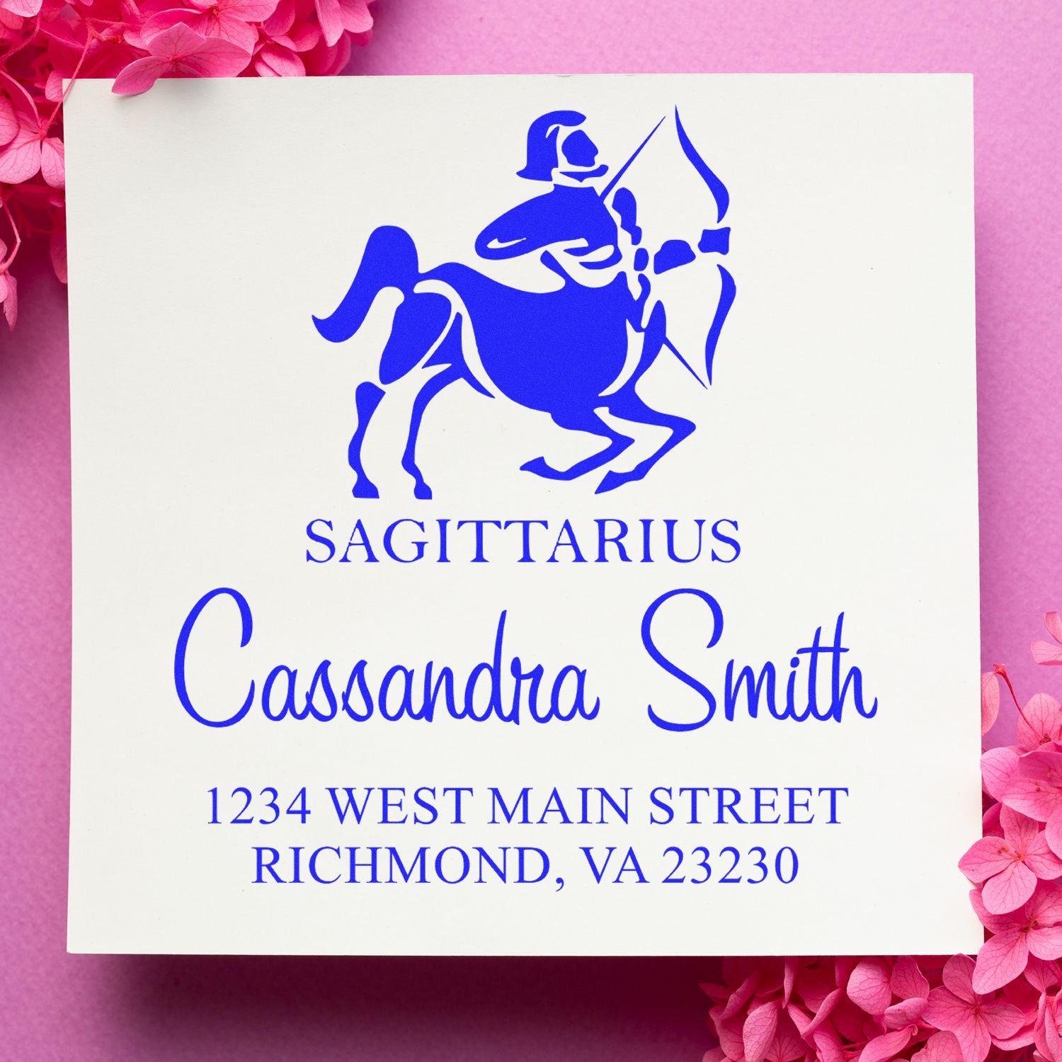 Optimistic Sagittarius Zodiac Personalized Home Address Stamp