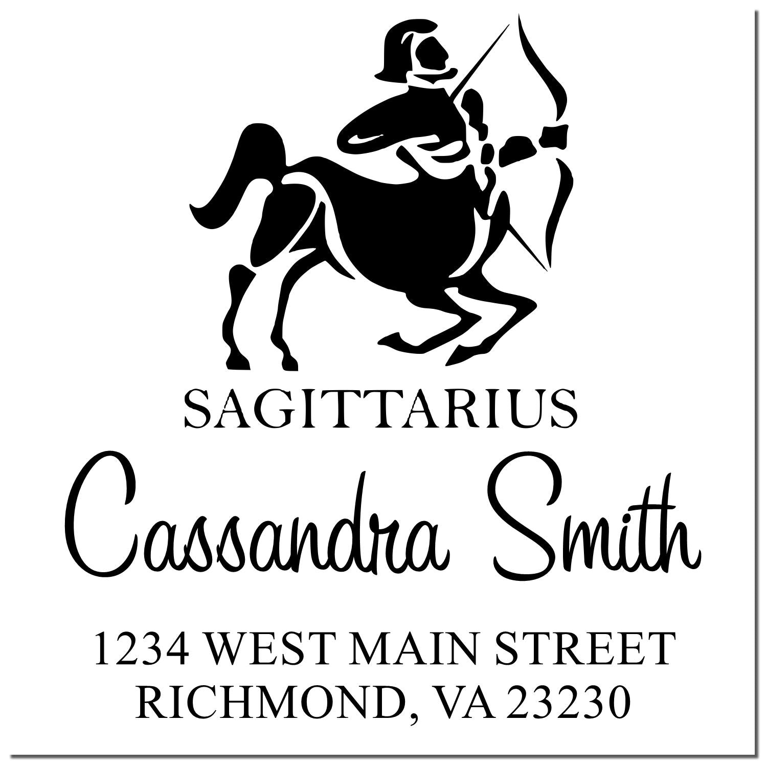 Optimistic Sagittarius Zodiac Personalized Home Address Stamp