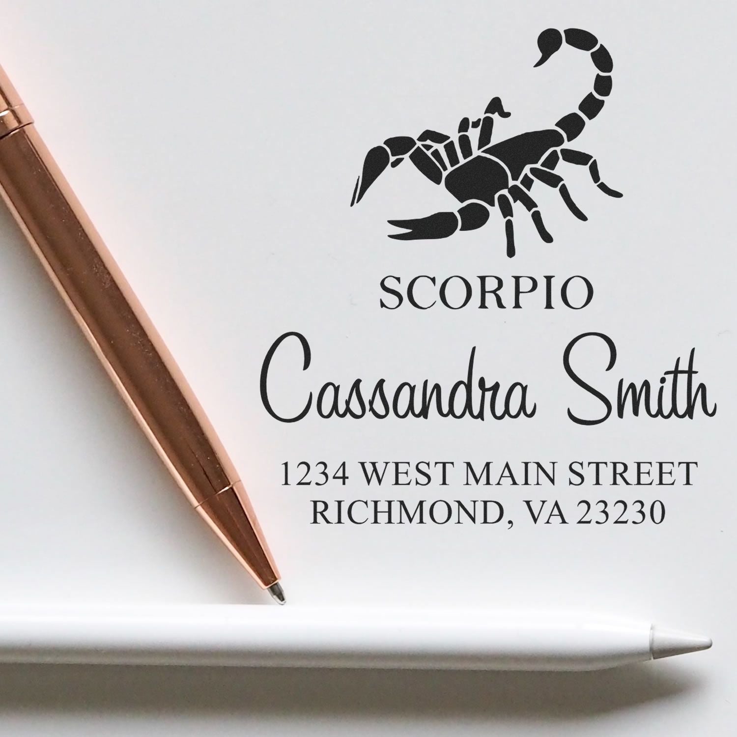 Intense Scorpio Zodiac Personalized Home Address Stamper - Engineer Seal Stamps