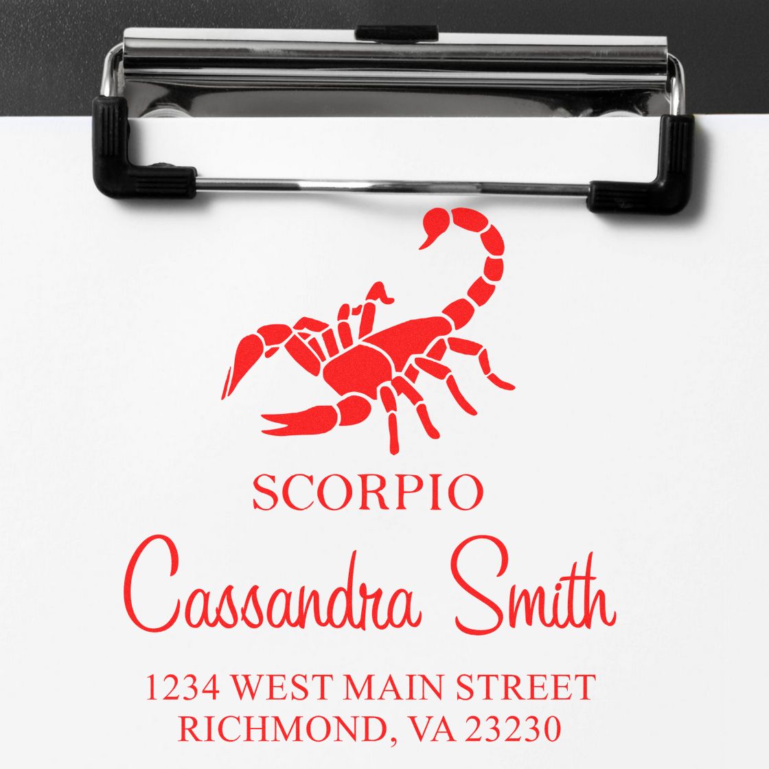 Intense Scorpio Zodiac Personalized Home Address Stamper - Engineer Seal Stamps
