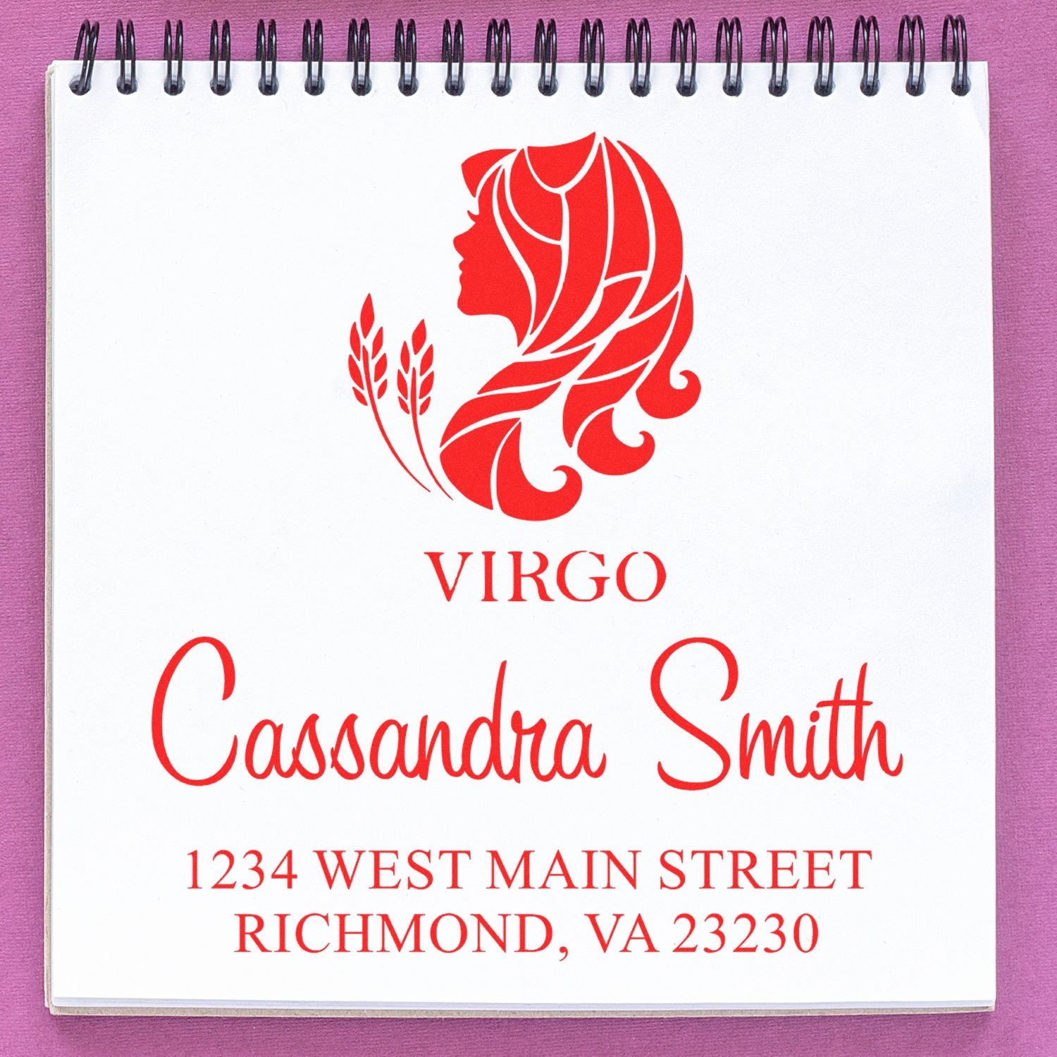 Discerning Virgo Zodiac Personalized Return Address Stamper
