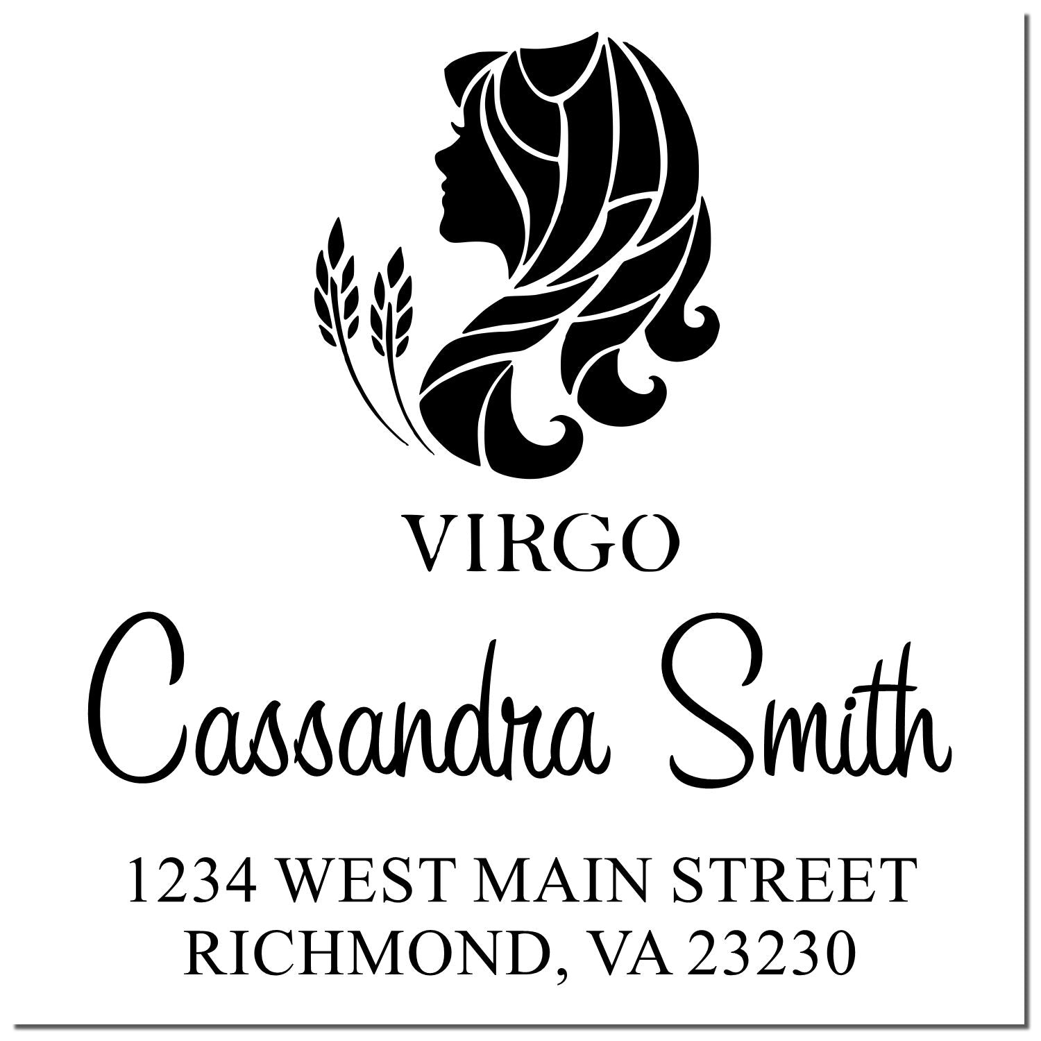 Discerning Virgo Zodiac Personalized Return Address Stamper