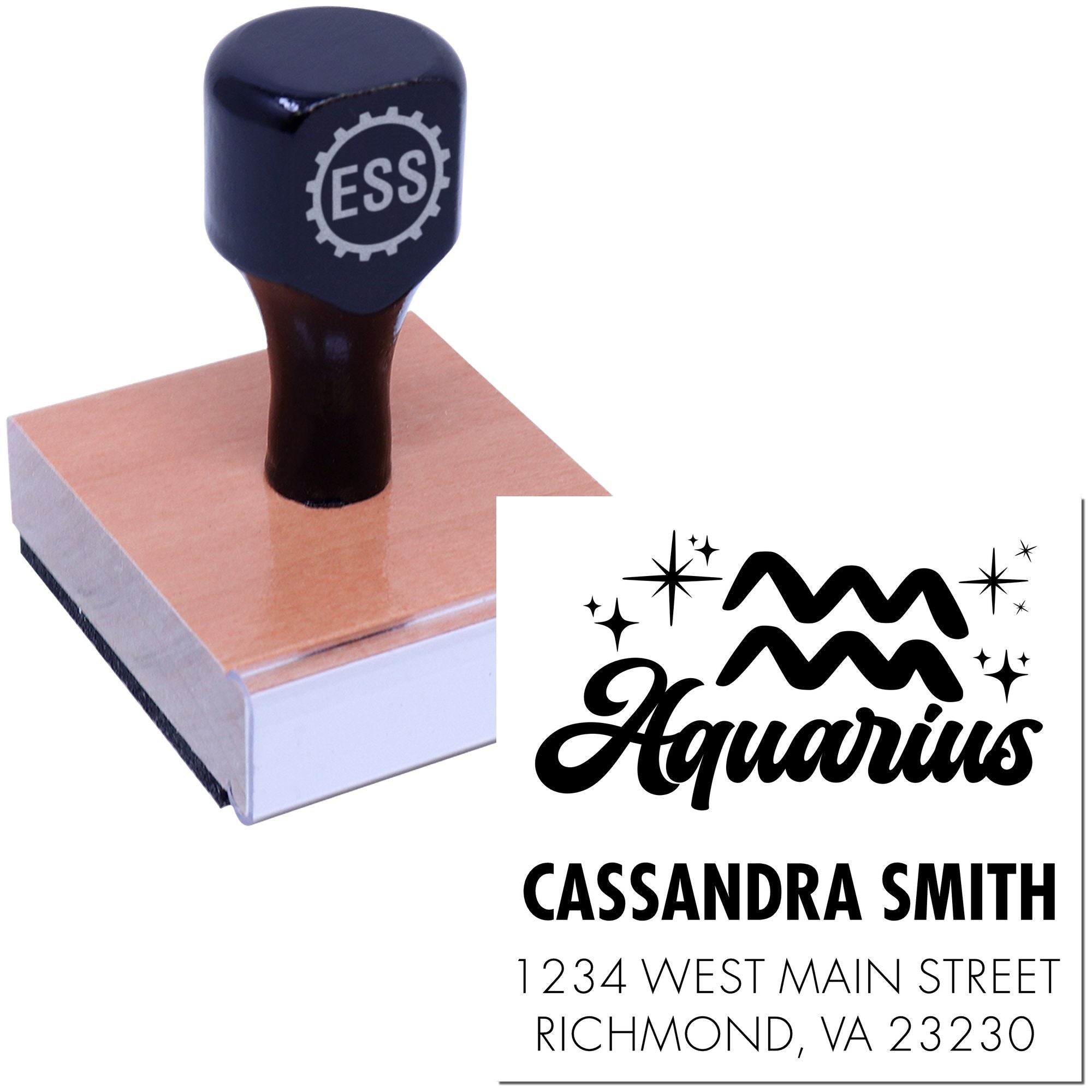 Celesital Independent Aquarius Personalized Return Address Stamp