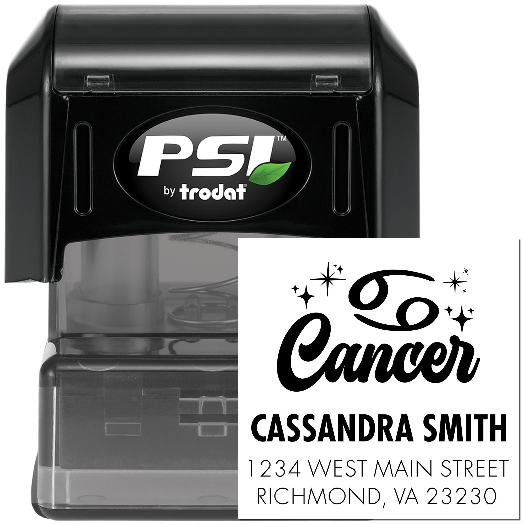 Sensitive Cancer Celestial Personalized Return Address Stamp - Engineer Seal Stamps